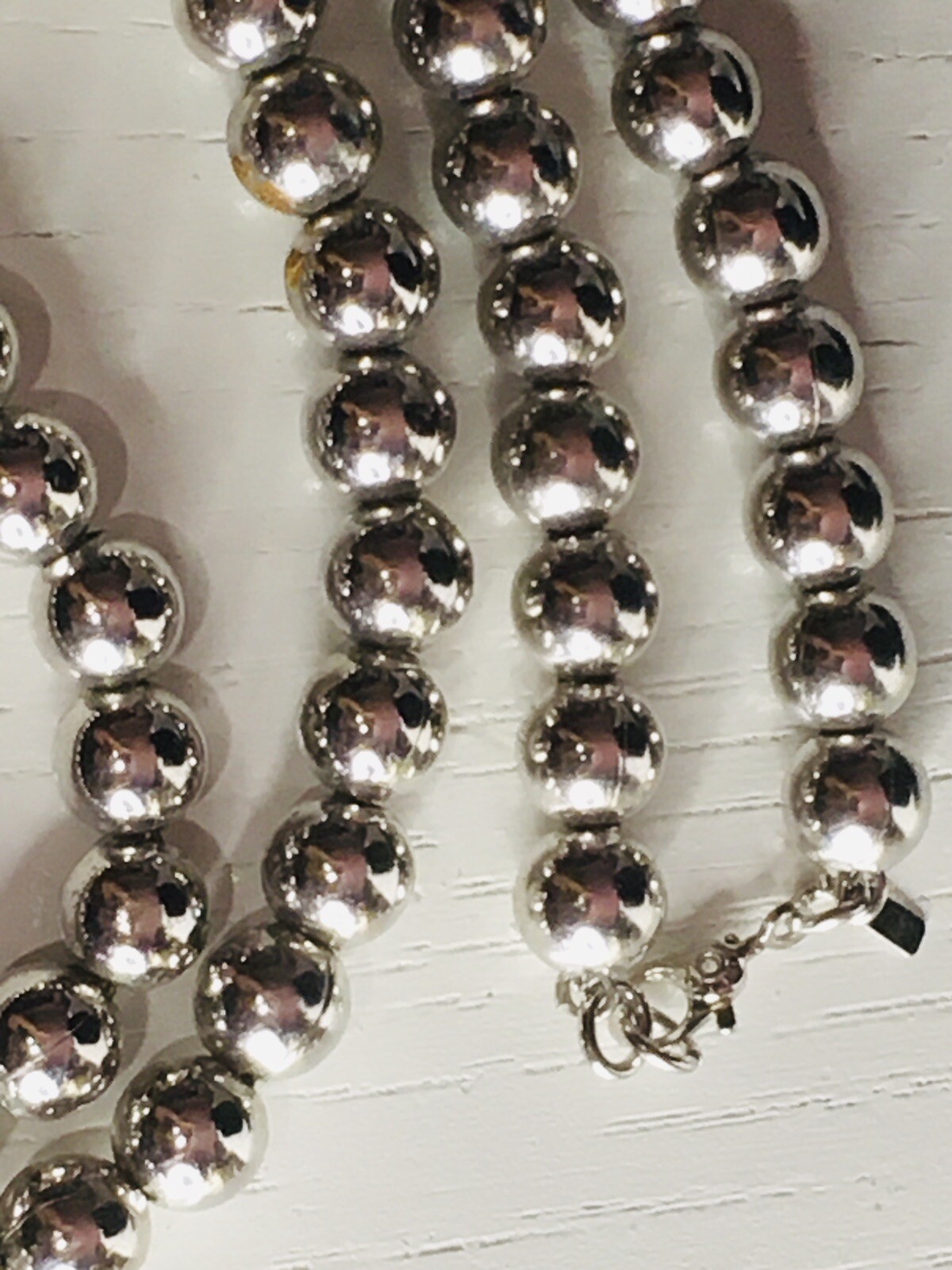 Vtg Monet Necklace Silver Tone Beads On Chain 60s Sister Hook Clasp SIGNED