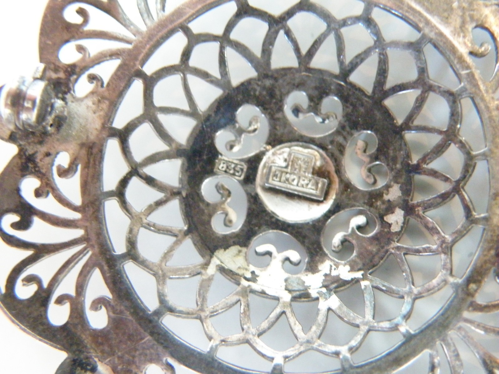 Antique 835 Silver Germany WMF Ikora Large Filigree Brooch Pin