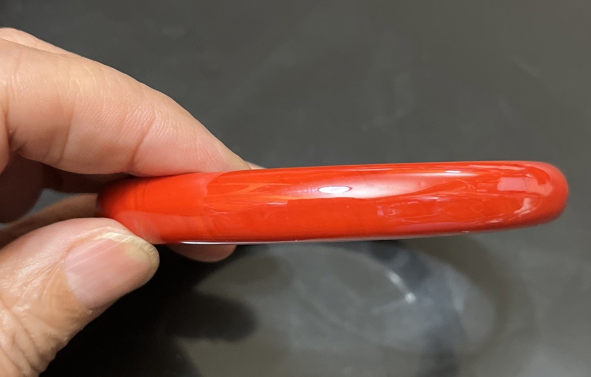Vintage Iridescent Cherry Red Glass Bangle Bracelet 22cm Or 8.67” Large