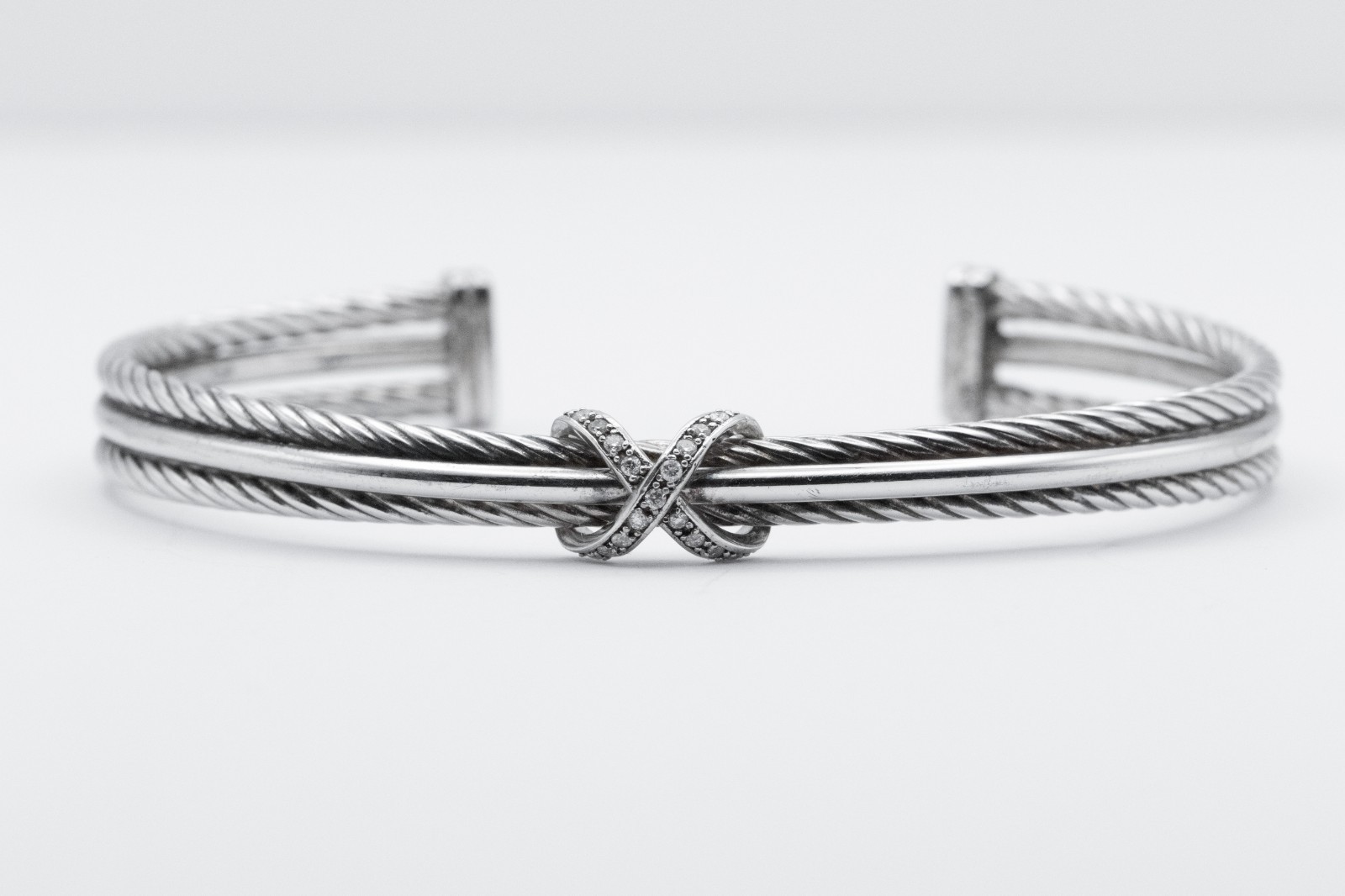 DY Style Sterling Silver Cable Cuff Bracelet Bangle 925 CTJ 15.16g
