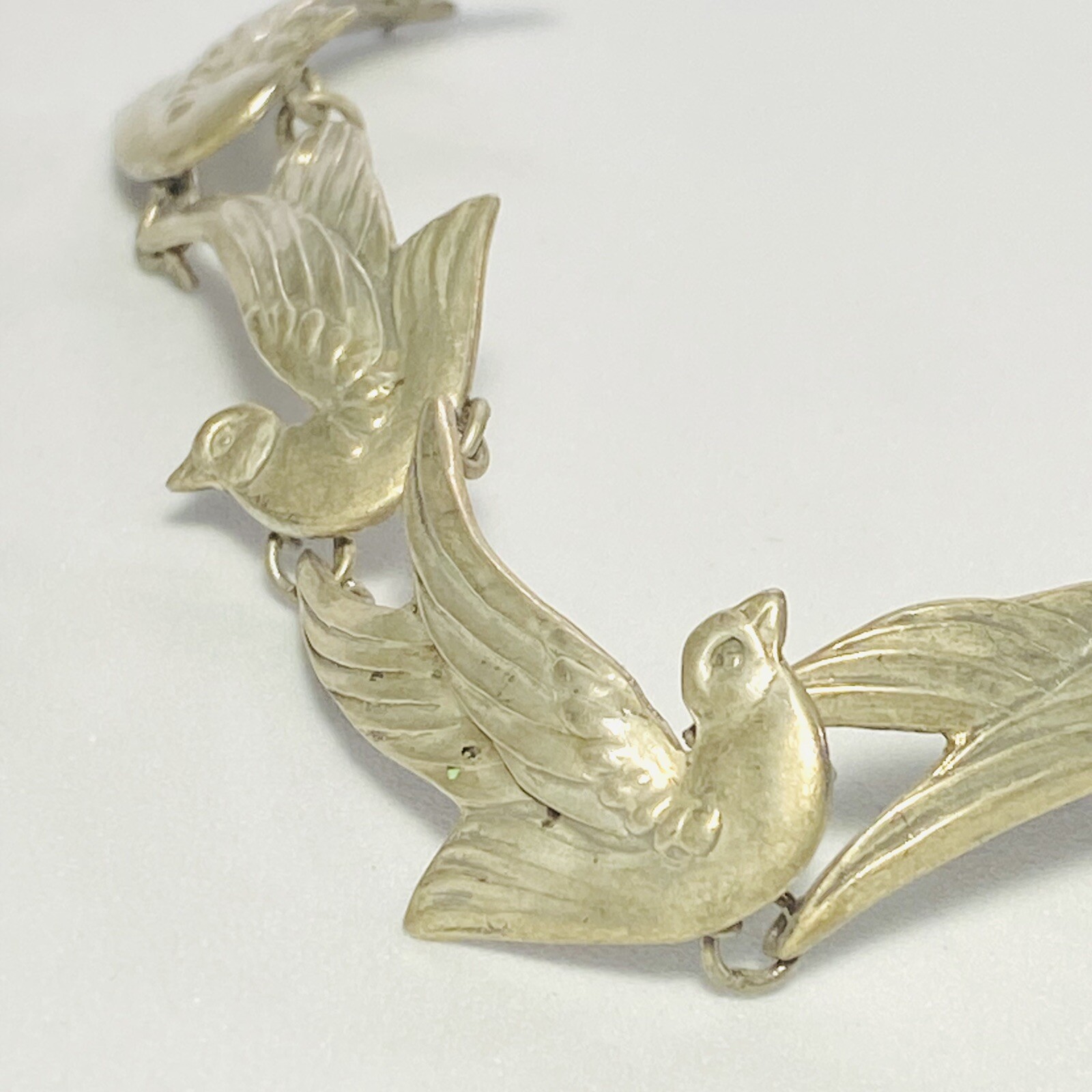 Los Castillo Taxco Mexico Sterling Silver Dove Bird 6.5″ Bracelet 23.0g