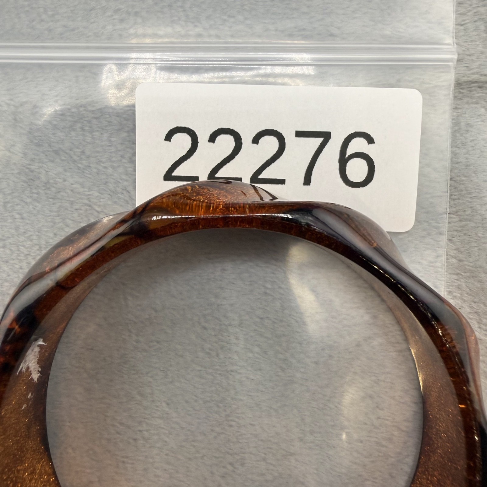 Vintage Chunky Acrylic Bangle Bracelet Glitter Brown Geometric 8.5”