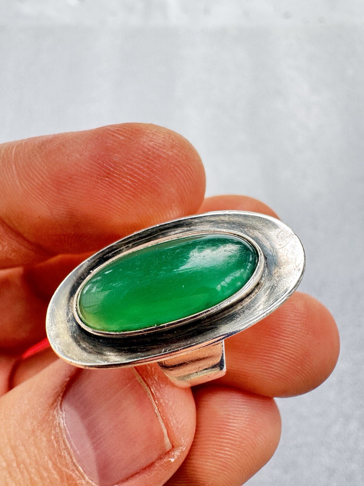 Stunning Niels Erik N.E. FROM Denmark Sterling Silver & Chrysoprase Ring