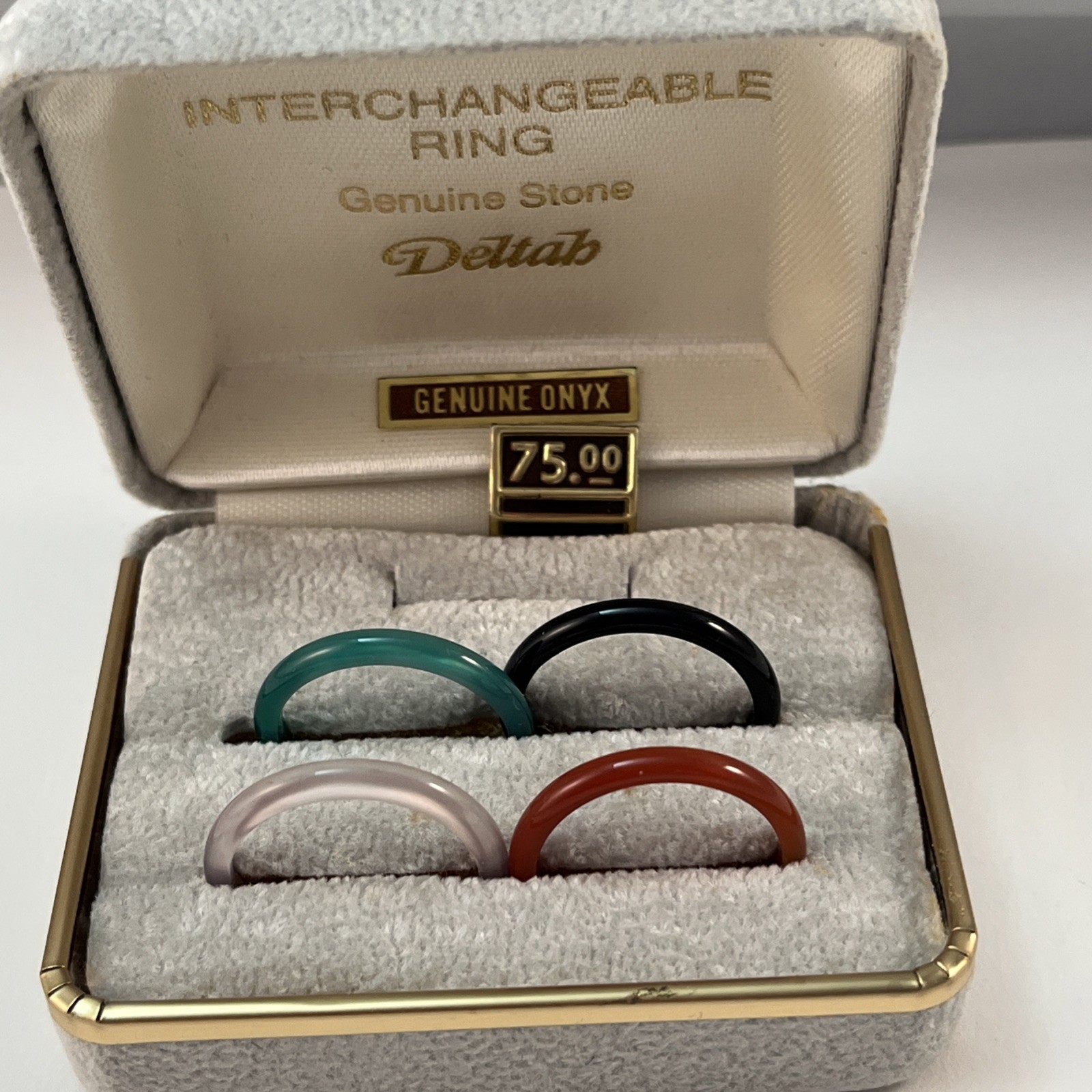 Vintage DELTAH Genuine Stone Interchangeable Band Inserts NO RING Size 7.75-8