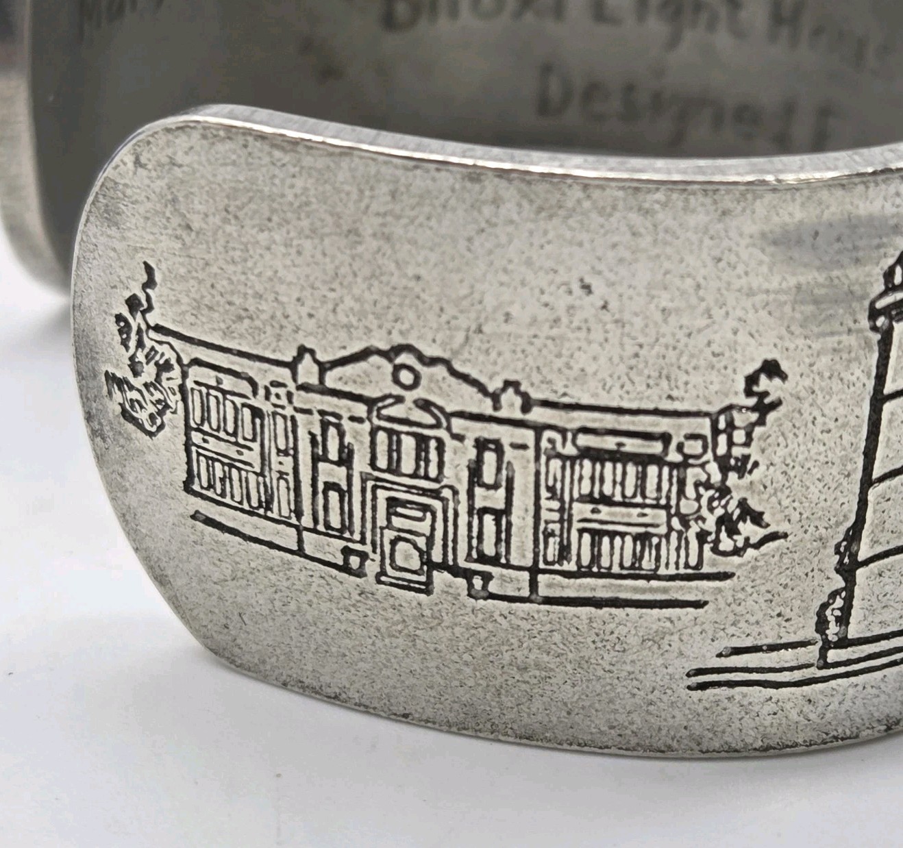 Salisbury Pewter Cuff Bracelet MS Gulf Coast Landmarks In Box Martin Miazza’s