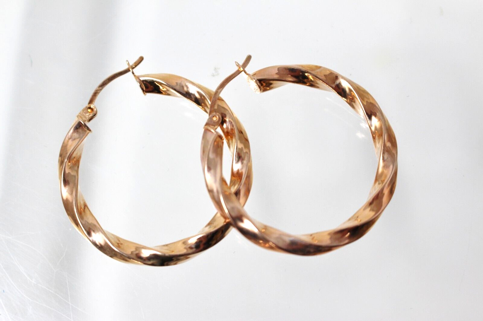 OT Rose Gold Vermeil over Sterling Silver Twist Hoop Earrings Signed Turkey HSN