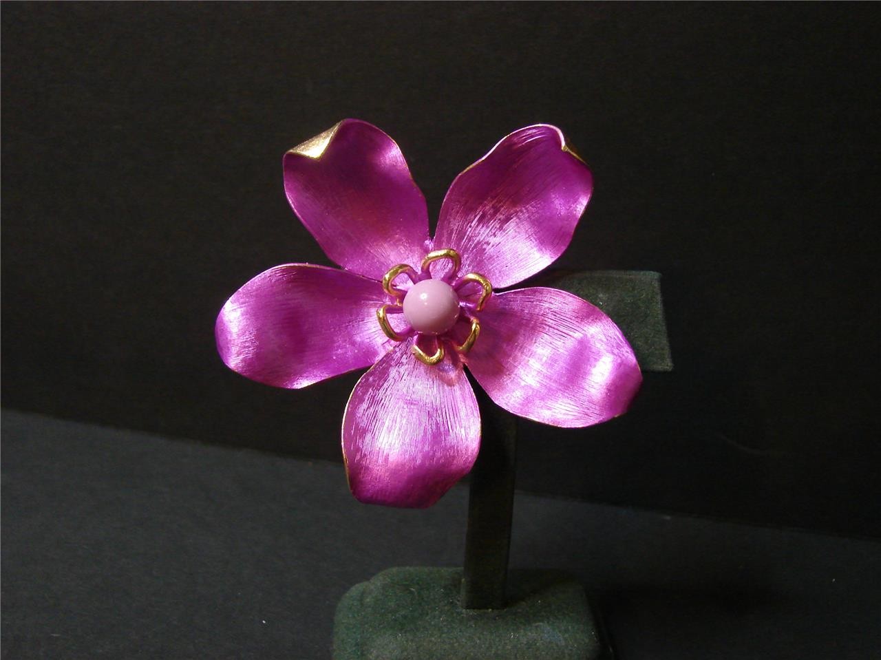 Vintage Park Lane Purple Sateen Enamel Finish Flower Pin Booch