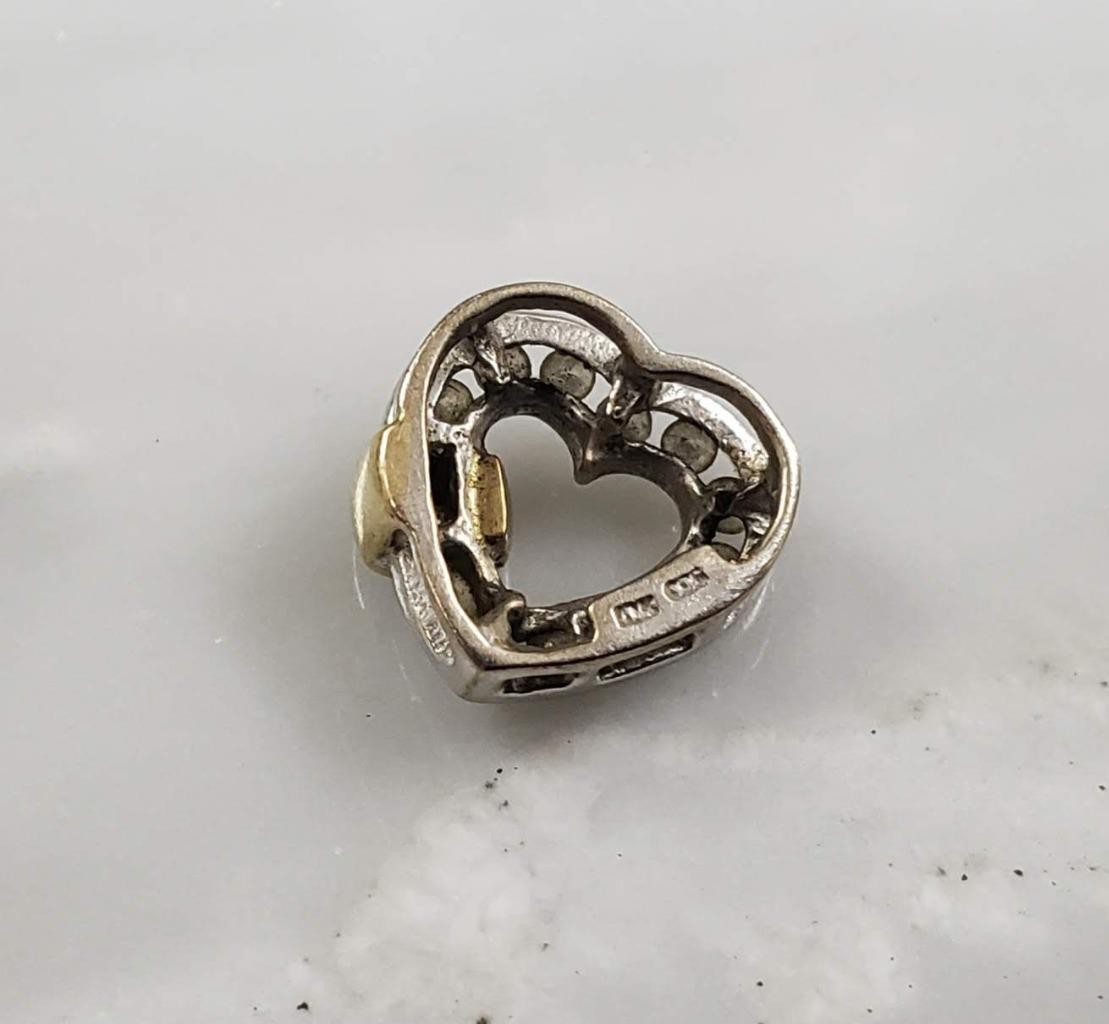 .35ctw Diamond 10K White & Yellow Gold Heart Pendant ~ 1.2grams ~ CS-5503