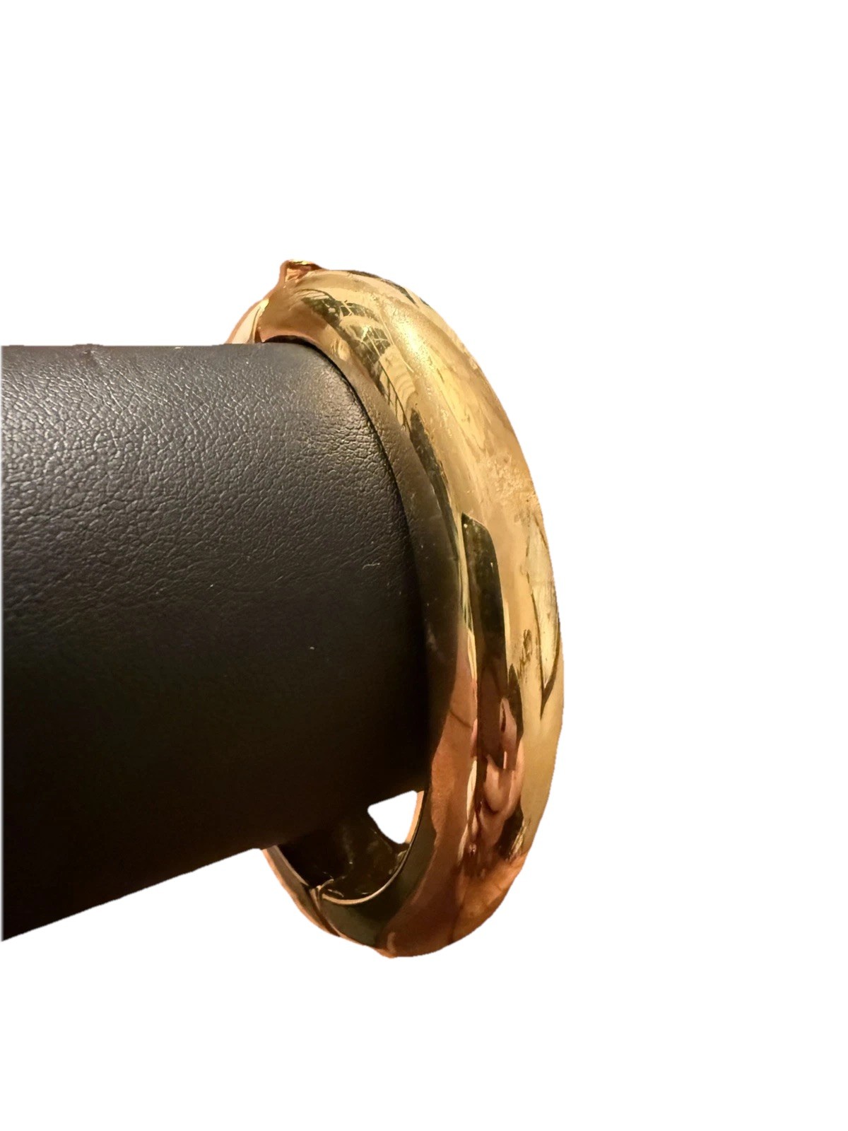 Vintage Elephant Bracelet Gold Toned Cream White Clamped