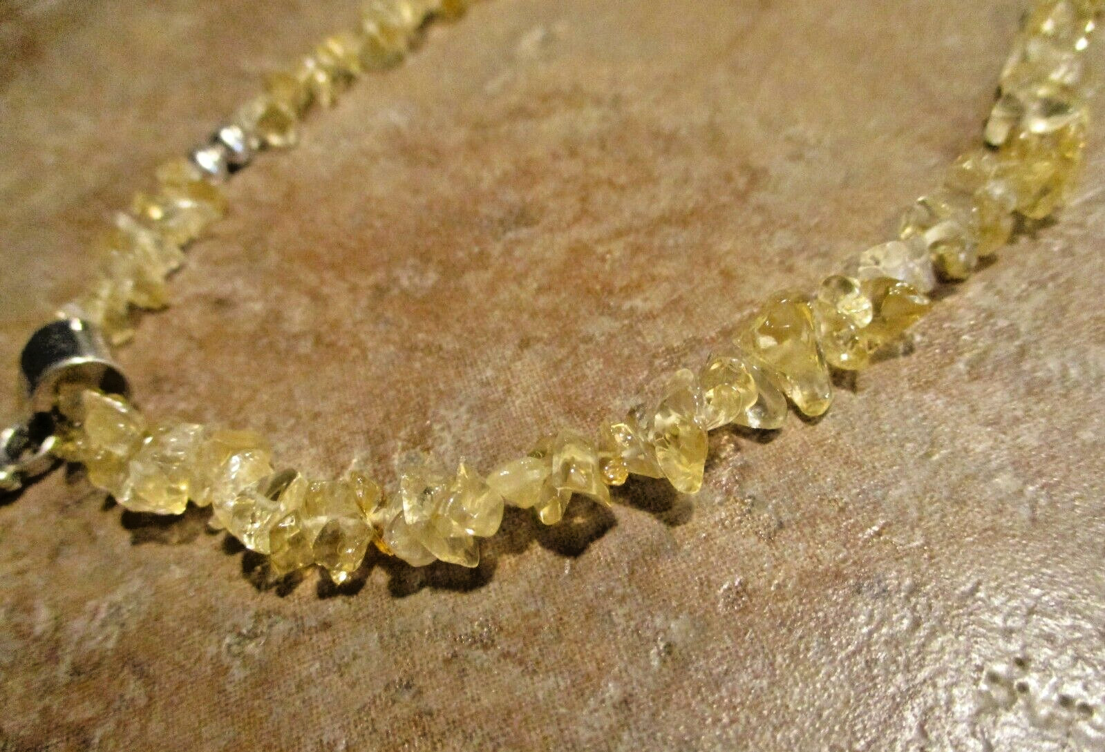 17″- 18″ FINE Vintage Southwestern Design Sterling Silver CITRINE Cross Necklace