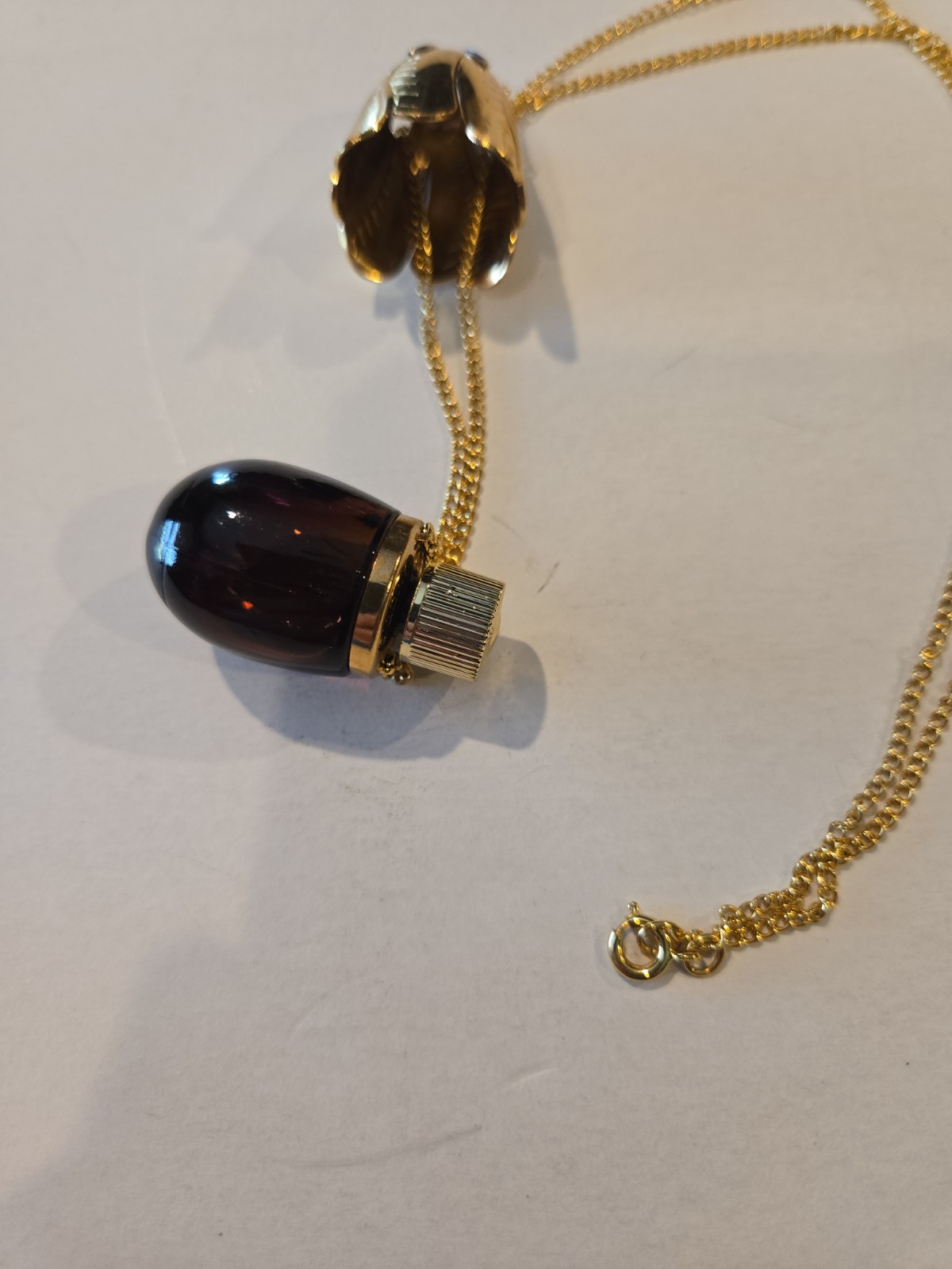 Vintage Avon Purple Eggplant Perfume Bottle Pendant – Gold‑Tone, Collectible