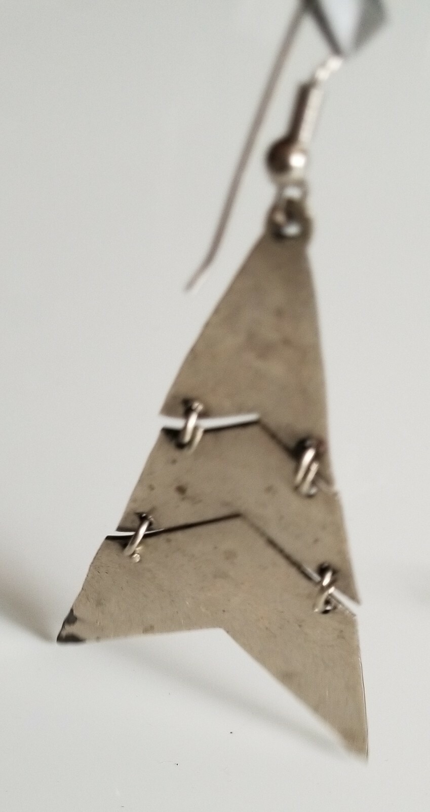 Vintage 80’s New Mexico 3 tiered triangular Silver Earrings Paua Abalone Shell 