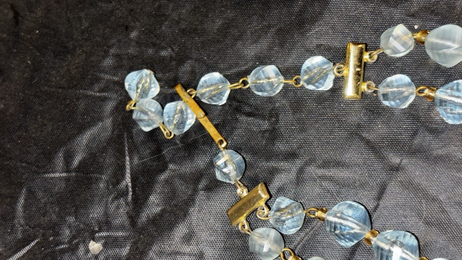 Vtg West Germany Blue Glass Bead Necklace And Multi Colored Clip On Earrings Set