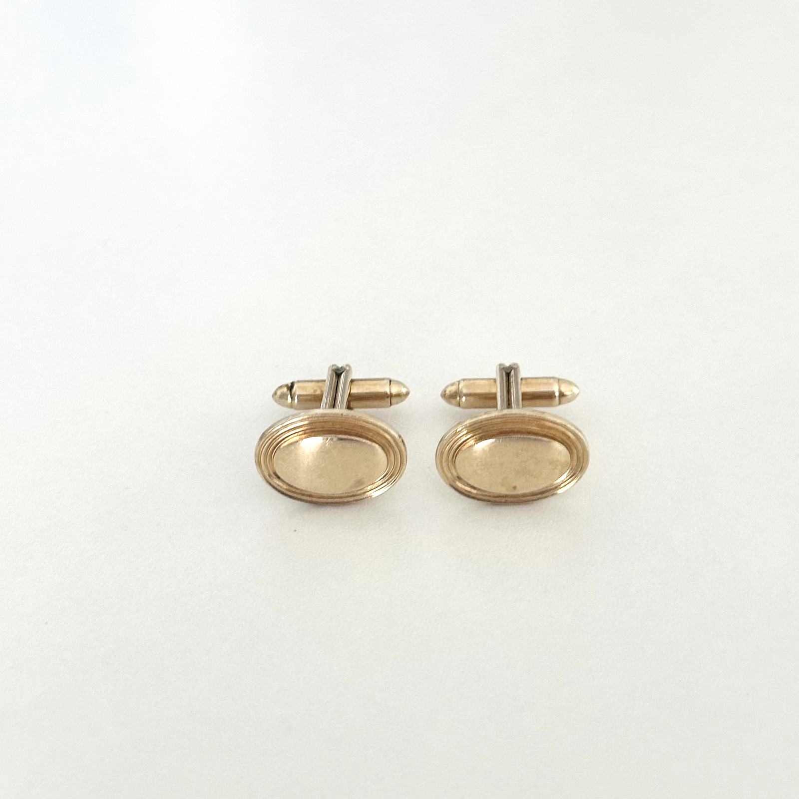 Vintage Hadley USA 12K Yellow Gold Filled Oval Bullet Back Cufflinks