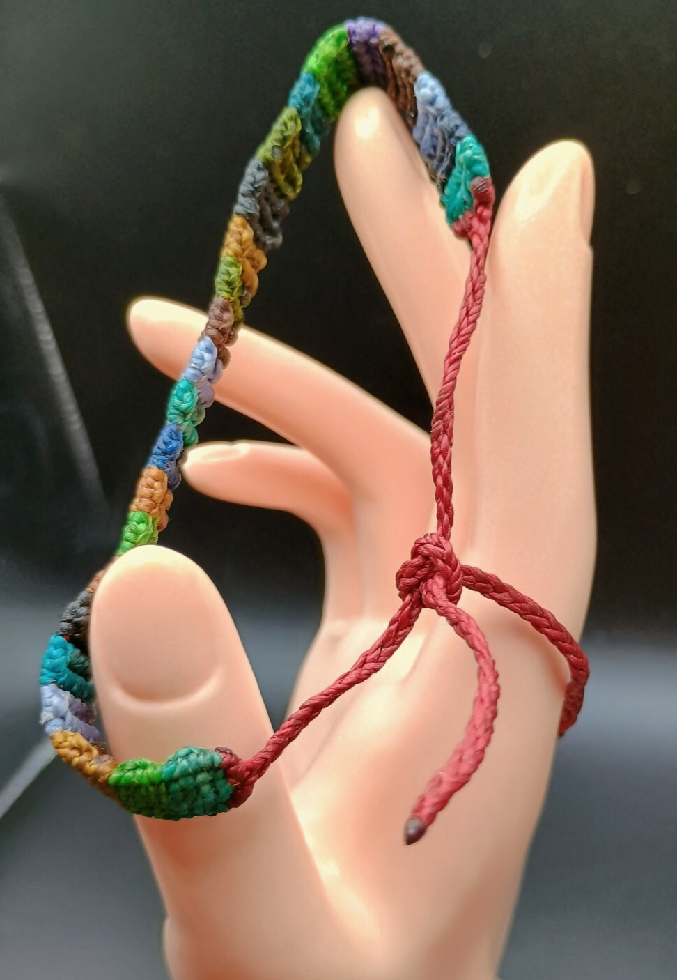 Multicolor Macramé Thread Bracelet Andean Craftsmanship Cusco