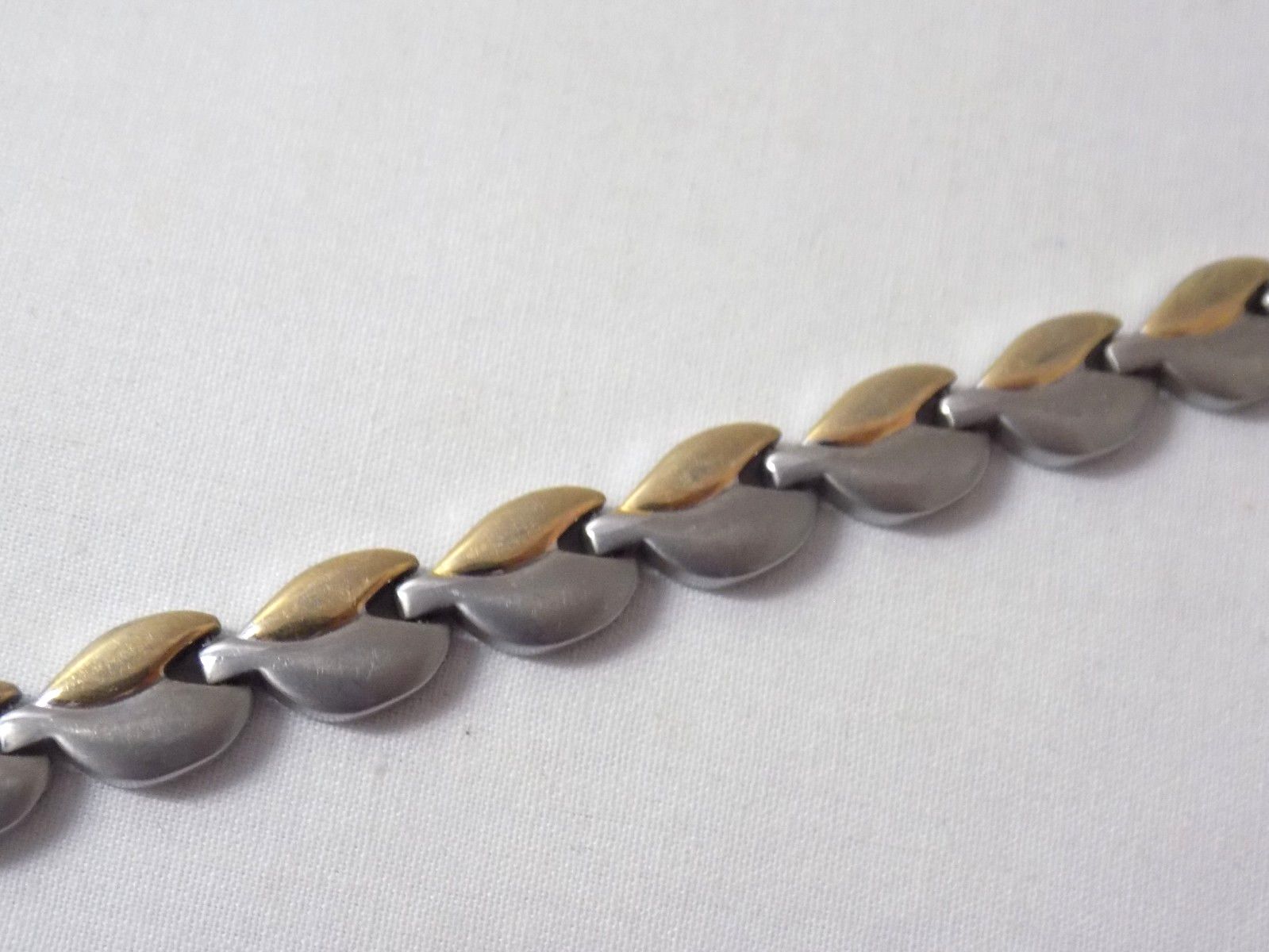 Vintage Titanium Gold Silver Tone Satin Finish Eight Inch Bracelet