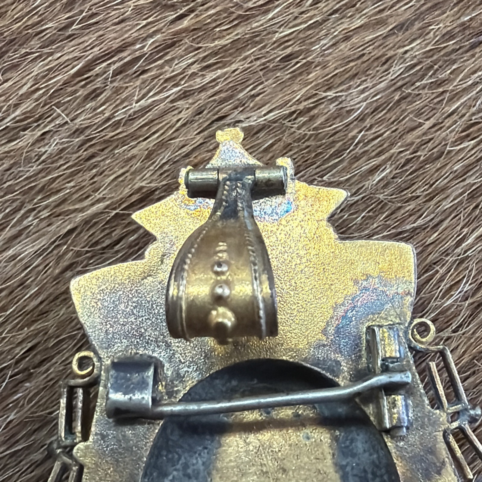 Vintage Late 1800’s Victorian Gold plated seed Pearl Etruscan Pendant/broach