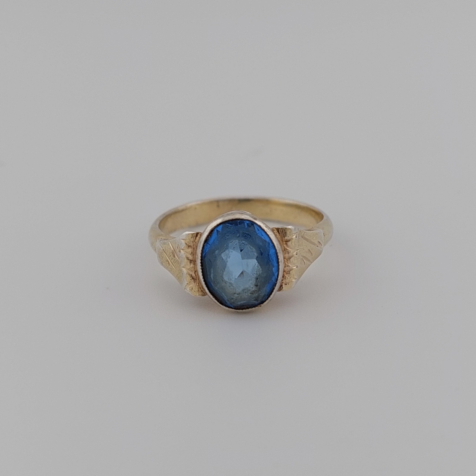 Vintage Silver Ring 875 Blue Stone Women USSR Era Size 7.75 / 18
