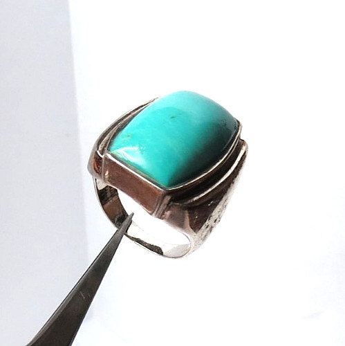 VTG WOMENS 925 STERLING SILVER RING BLUE STONE SZ: 6 & TOP 22mm 9gr