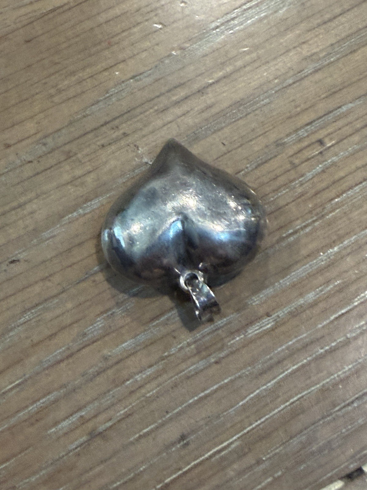 Vintage Sterling Silver Large Puff Heart Pendant (1-1/4”)