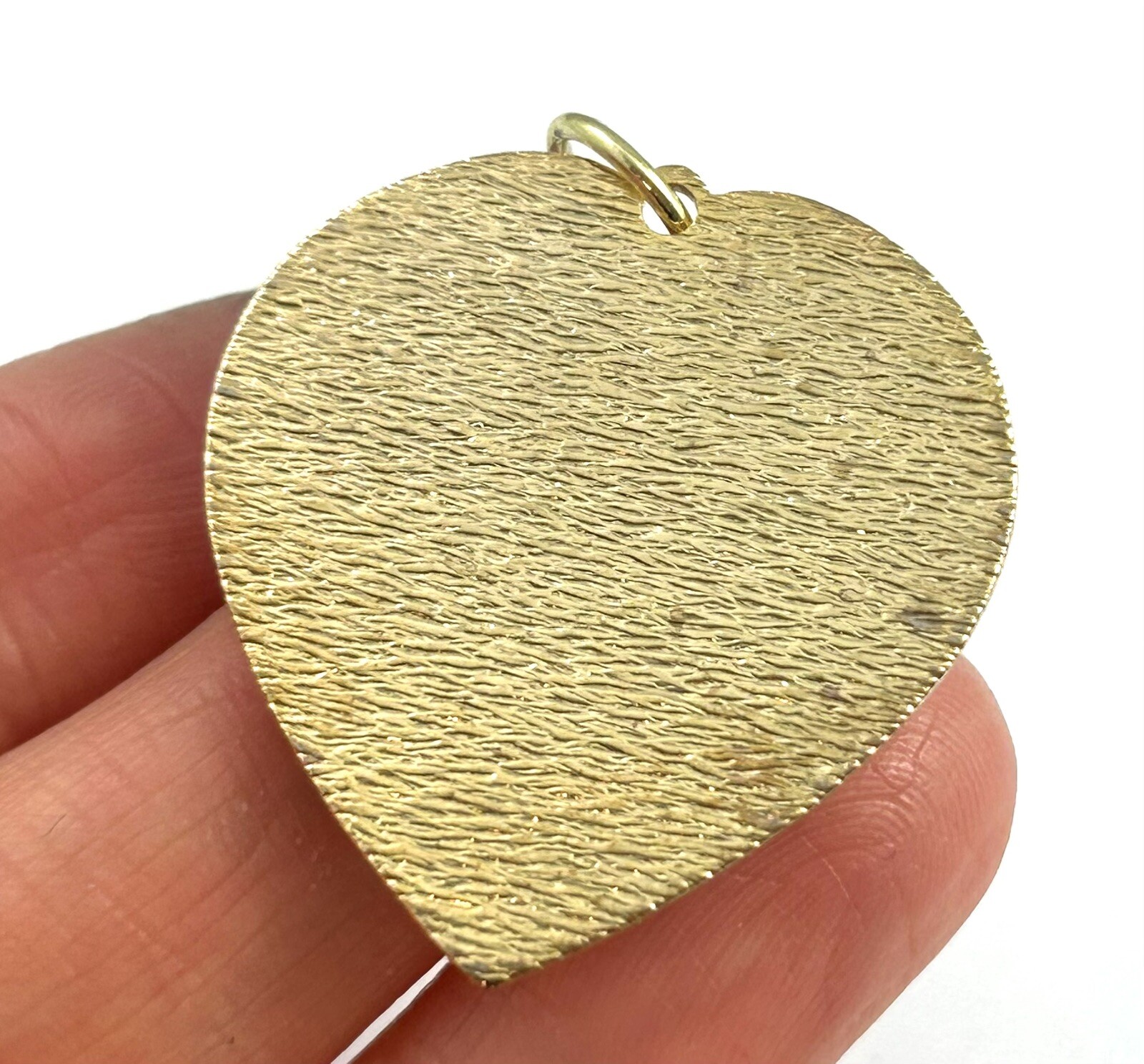 Vintage Heart Necklace Pendant Brushed Gold Tone Metal Love Gift Vintage Jewelry