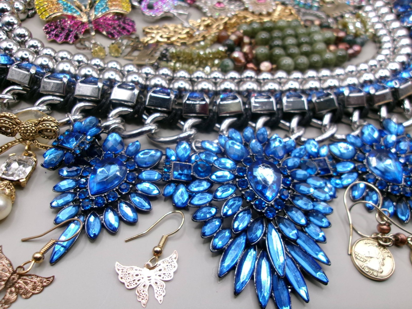 Vintage~Now Estate Costume Jewelry Lot~Rhinestones~Multi~1 AVON~1 MONET