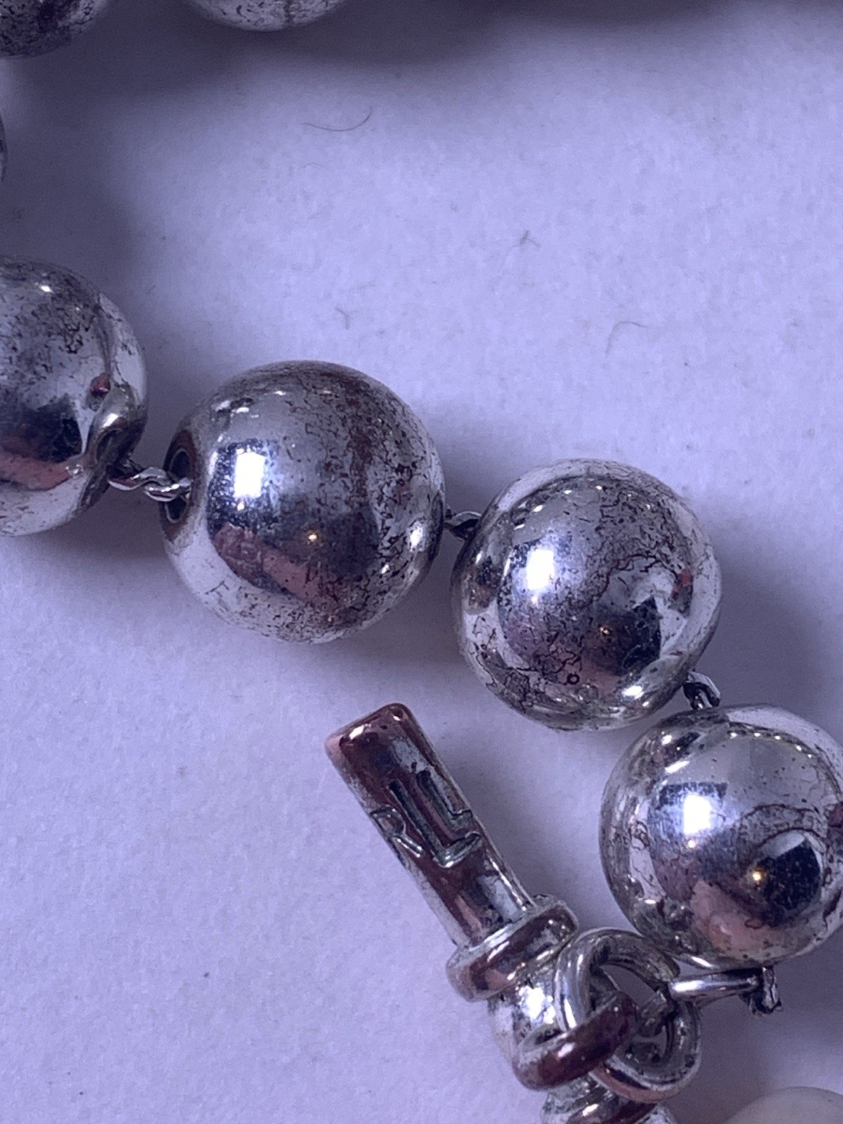 Classic Vintage Signed RLL Ralph Lauren 7.8mm Silver Plated Bead Bracelet 7.5″