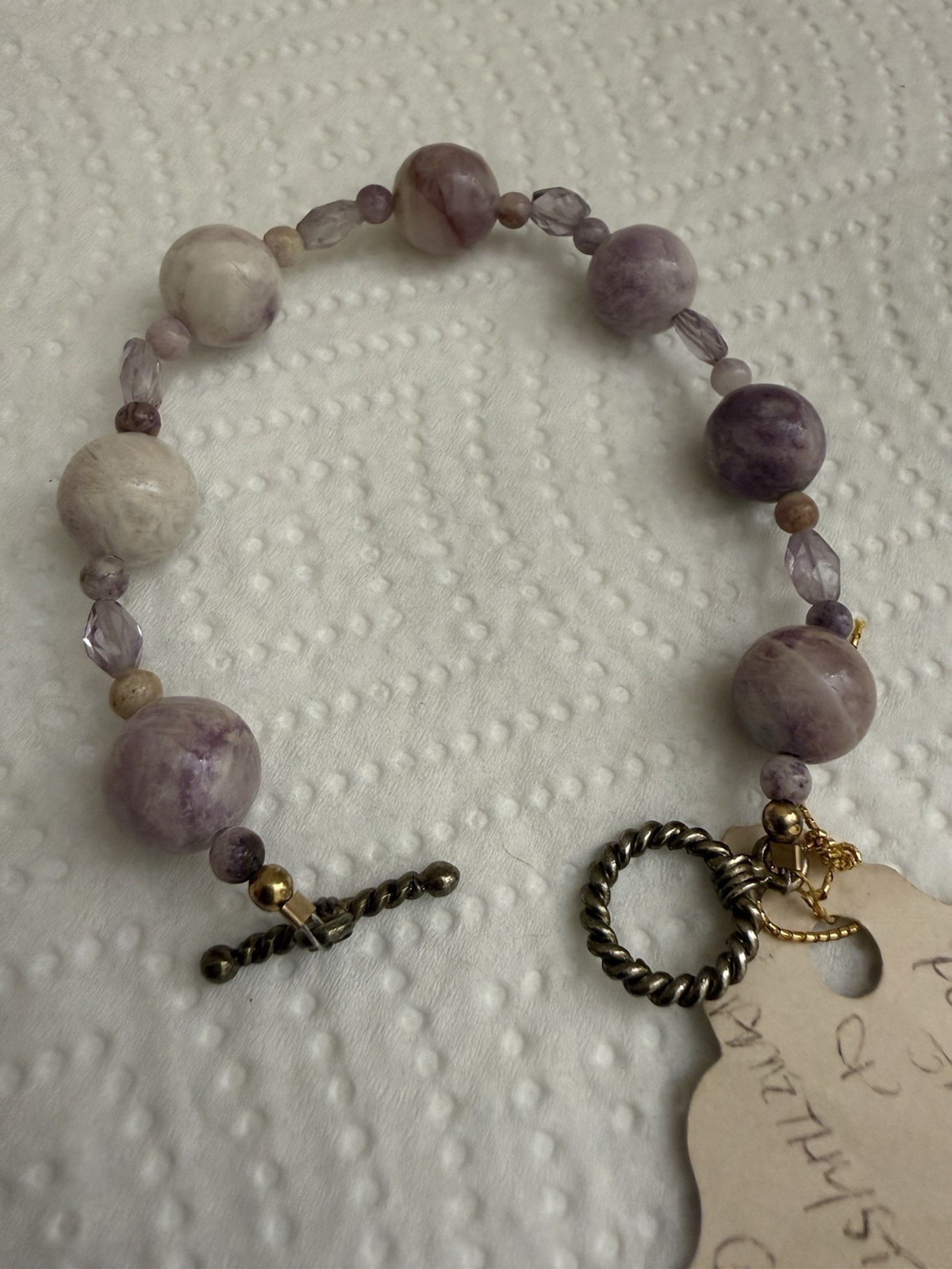 Vintage Amethyst Bead Bracelet 7” Estate