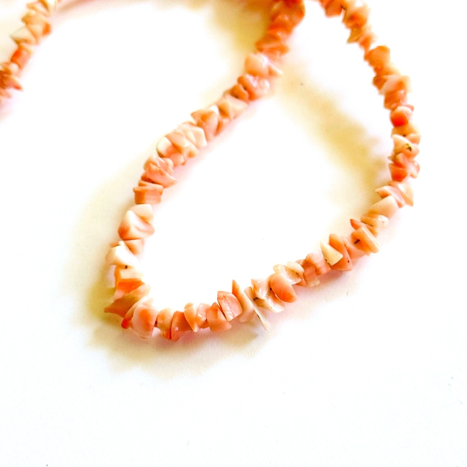 VTG Mediterranean Pink chip Coral Natural Necklace dainty Genuine Italy 17″L