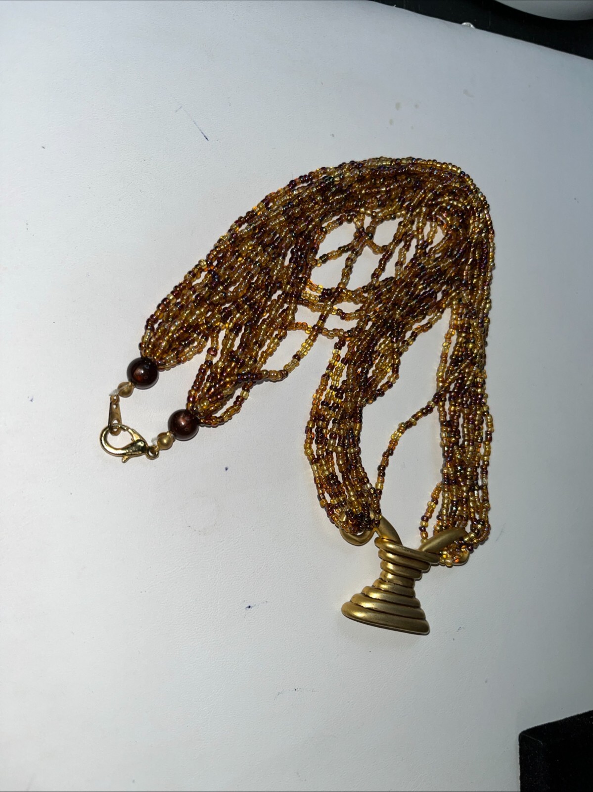 Egyptian Looking Vintage Multi-Sead Bead Necklace Unusual (REDUCED)