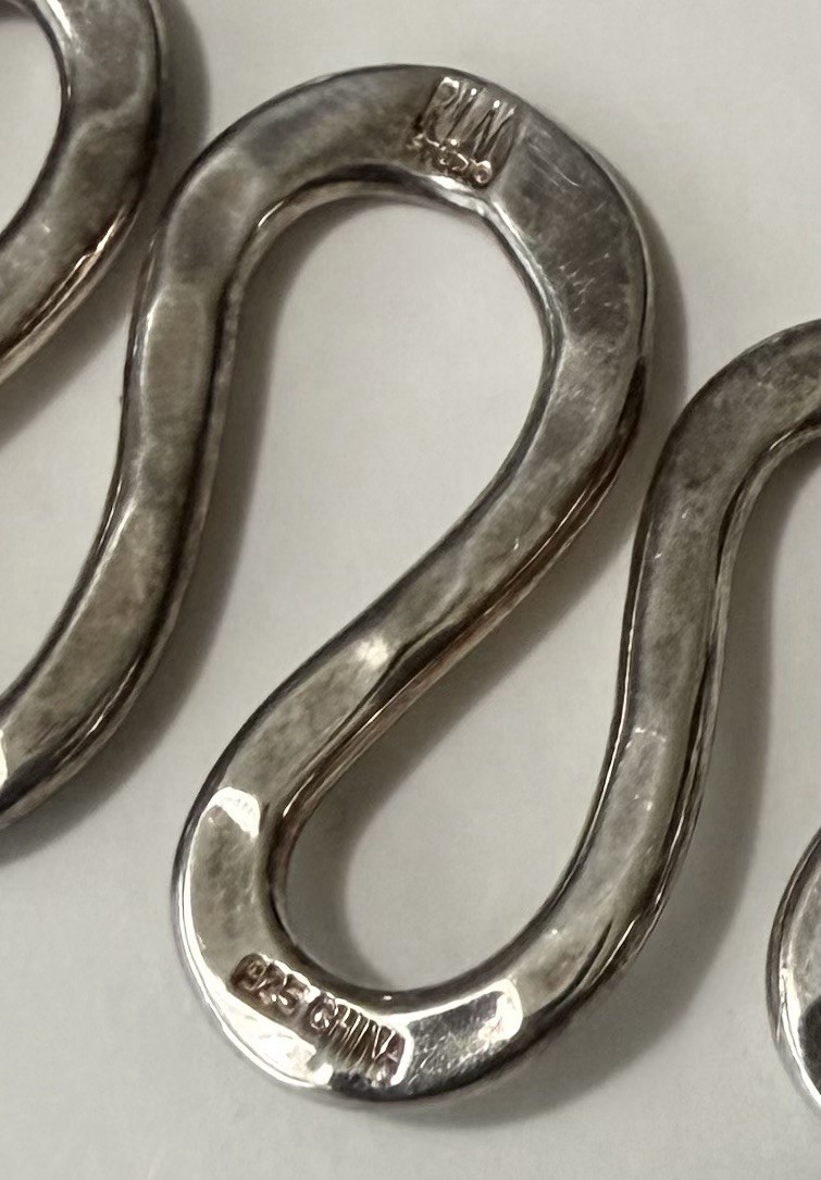 1990s Robert Lee Morris Sterling Silver Eternal Curve Modernist Necklace 17”~44g