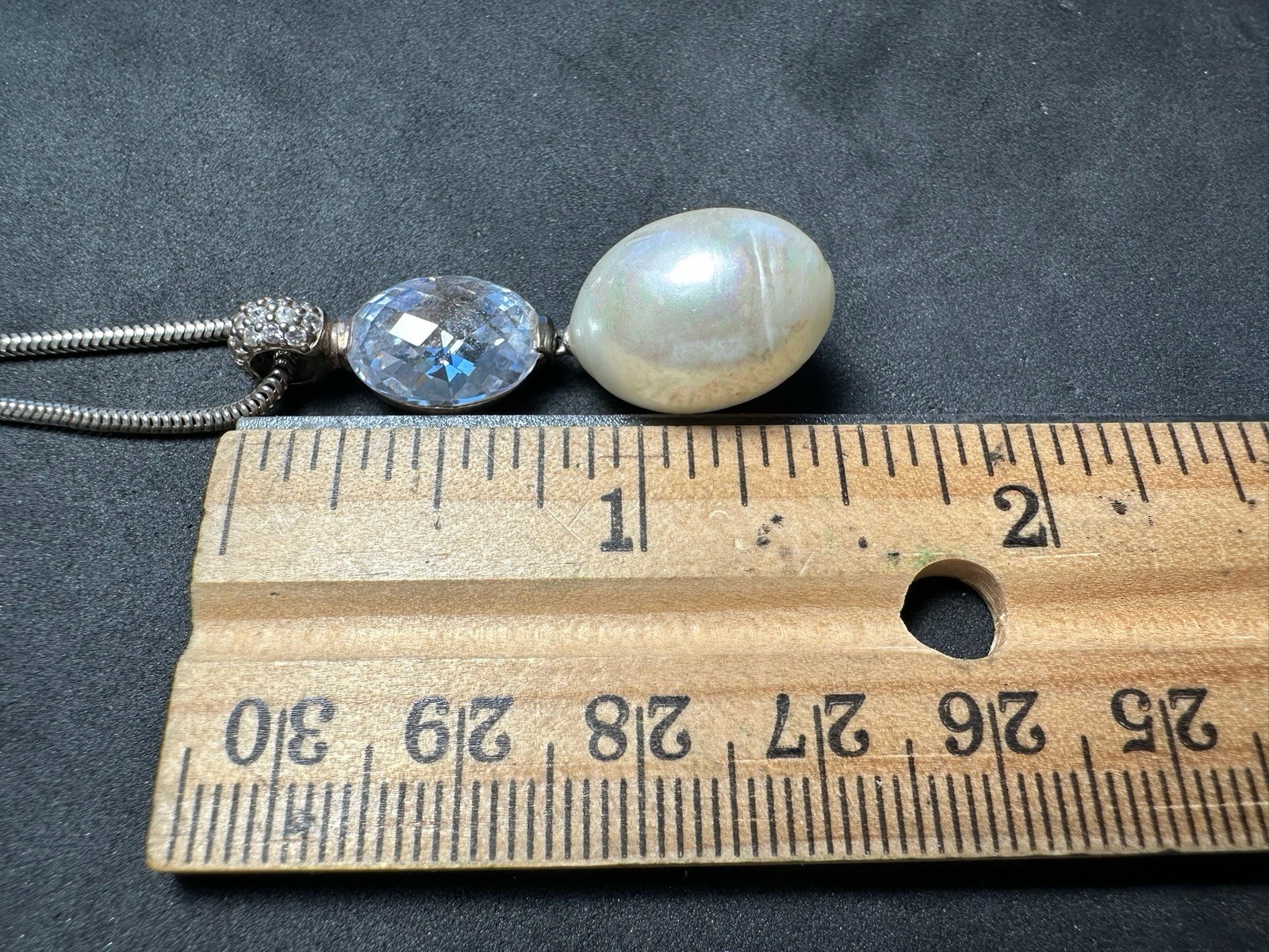 11.08g Vintage 925 Sterling Silver Faceted Drop Pendant Necklace M 16.5 in
