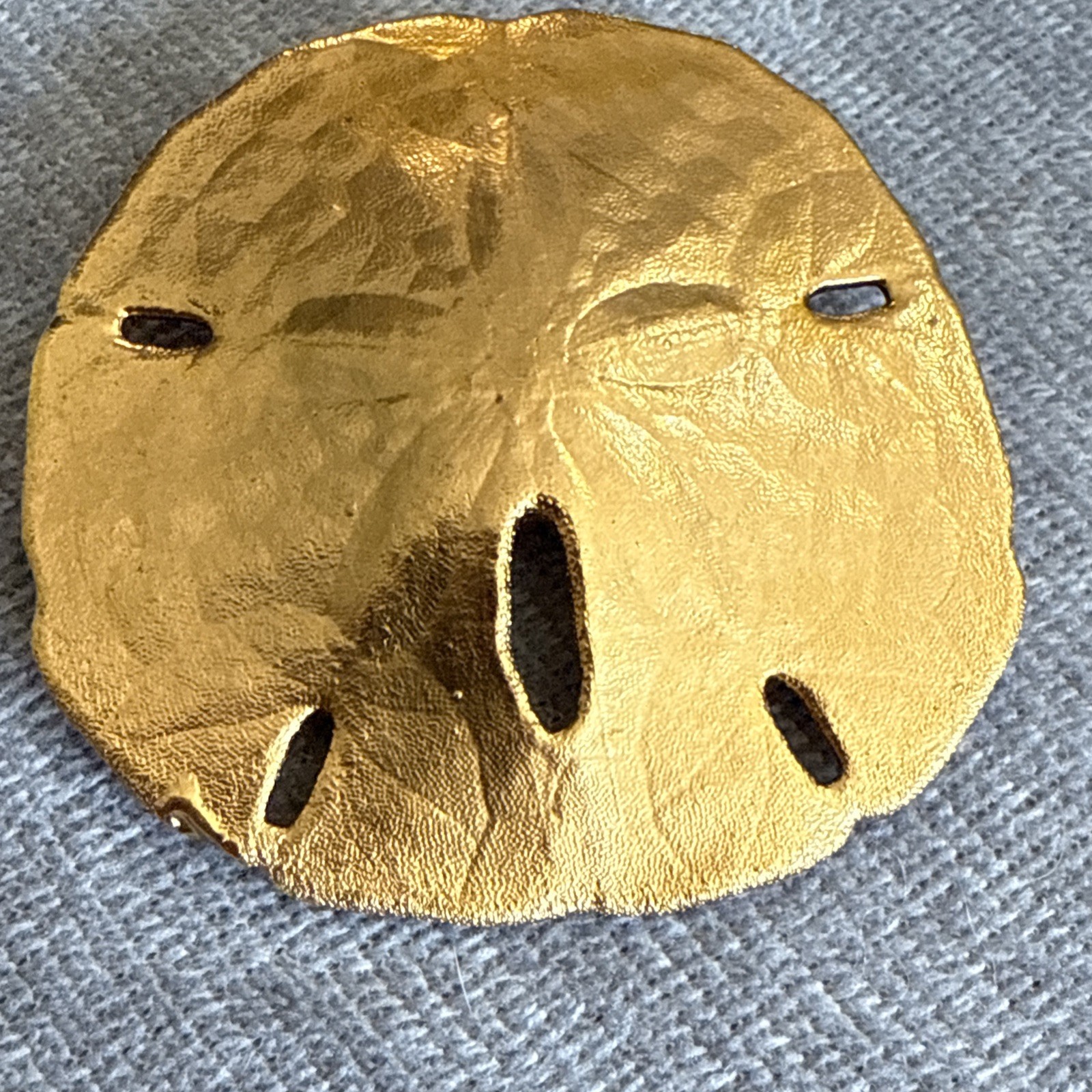 Vintage Large Brooch Pin Sand Dollar Gold Plated Estate Jewelry