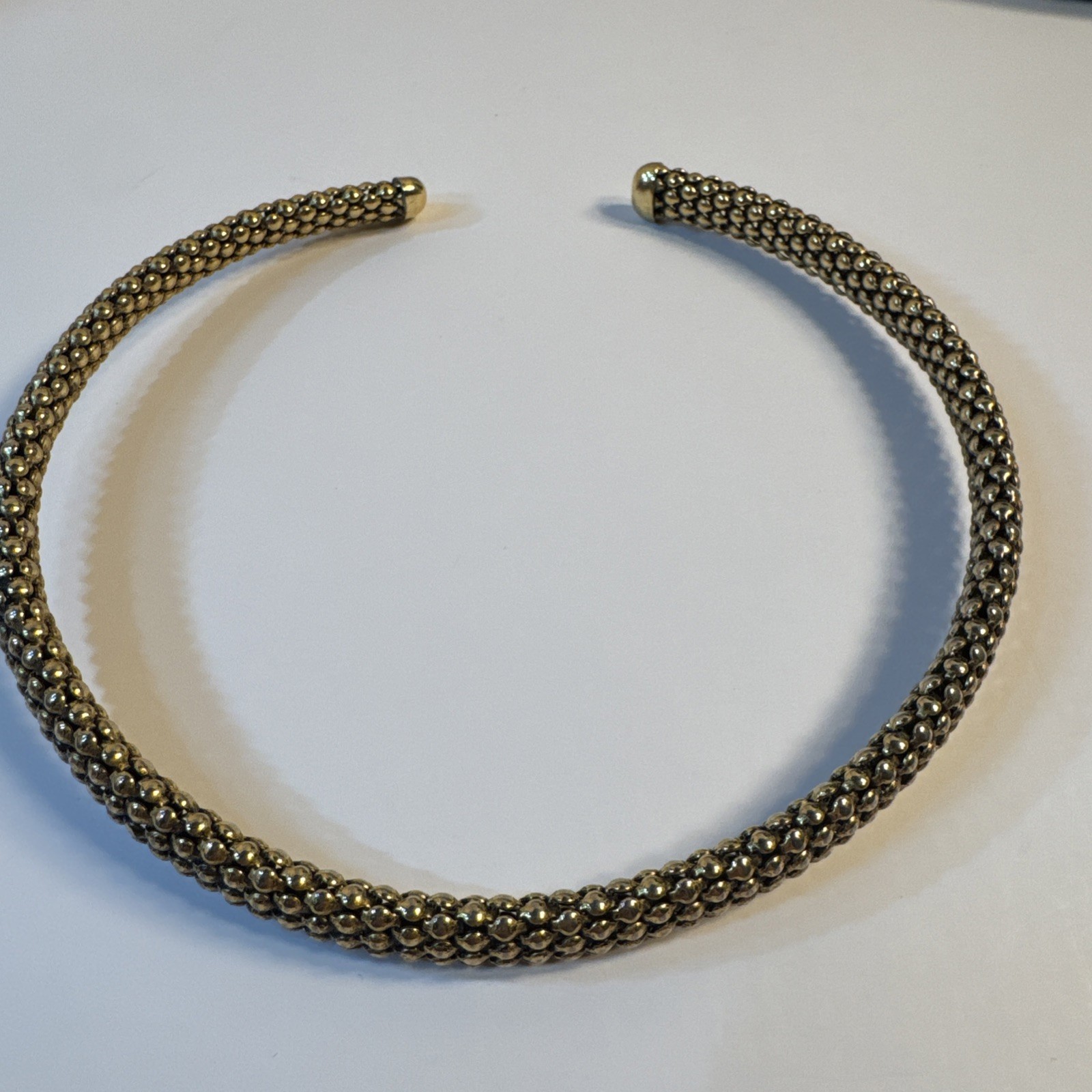 Bohemian 1980s Unsigned Goldtone Popcorn Style Flexible Necklace