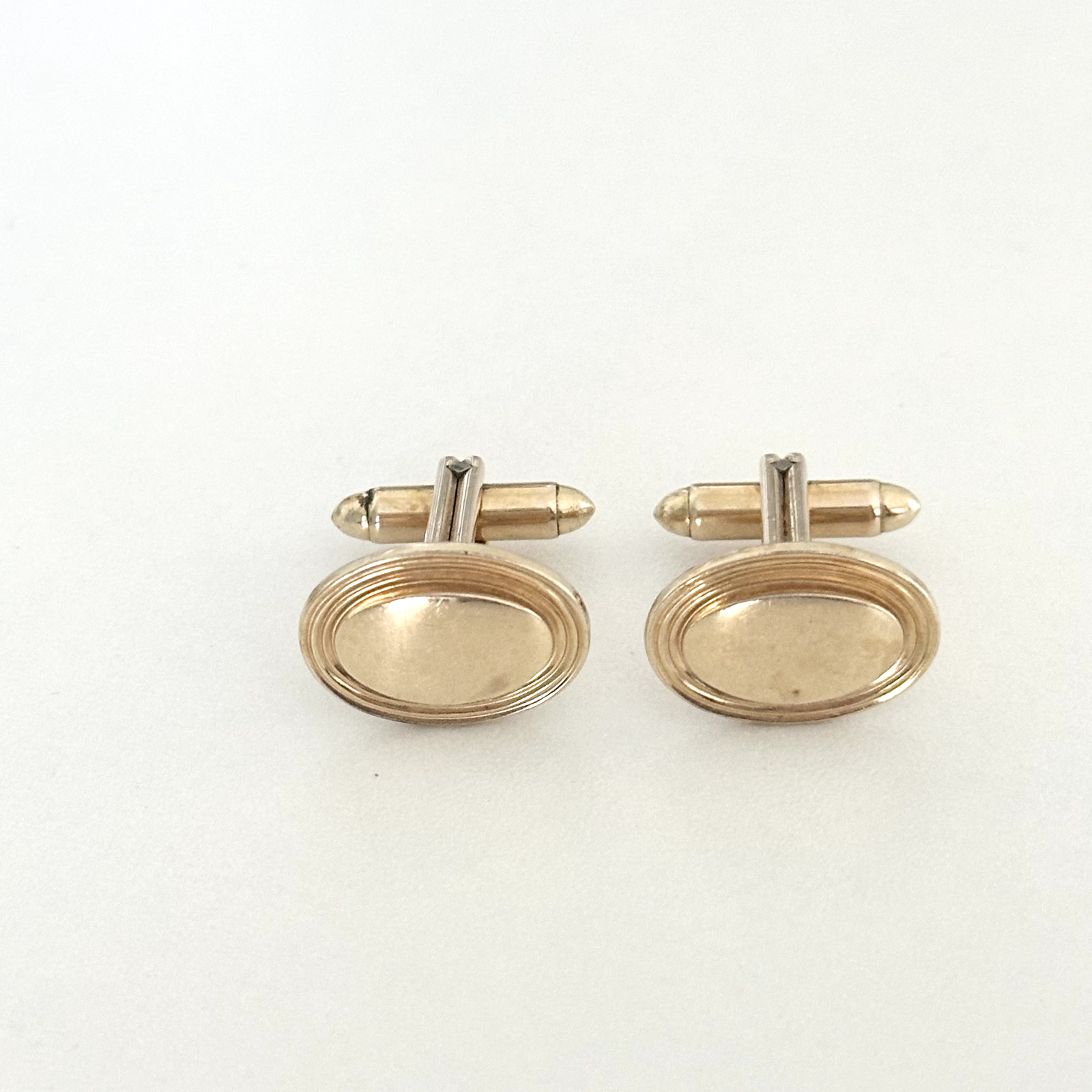 Vintage Hadley USA 12K Yellow Gold Filled Oval Bullet Back Cufflinks