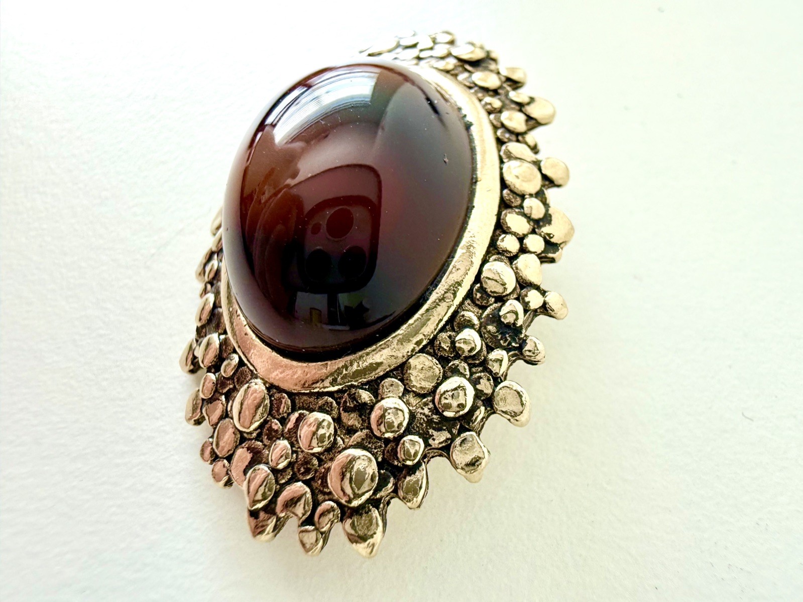 Vintage 1971 Sarah Coventry Canada “Amber Glo” Brutalist Brooch