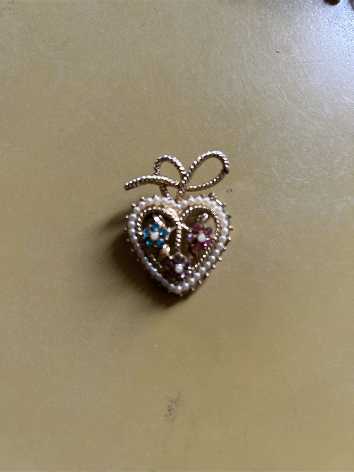 Vintage Braided Heart And Flowers Brooch