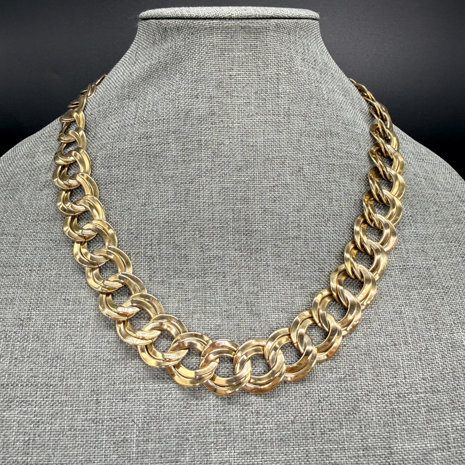 Vintage Necklace Chunky Gold Tone Double Link Chain 22 Inches
