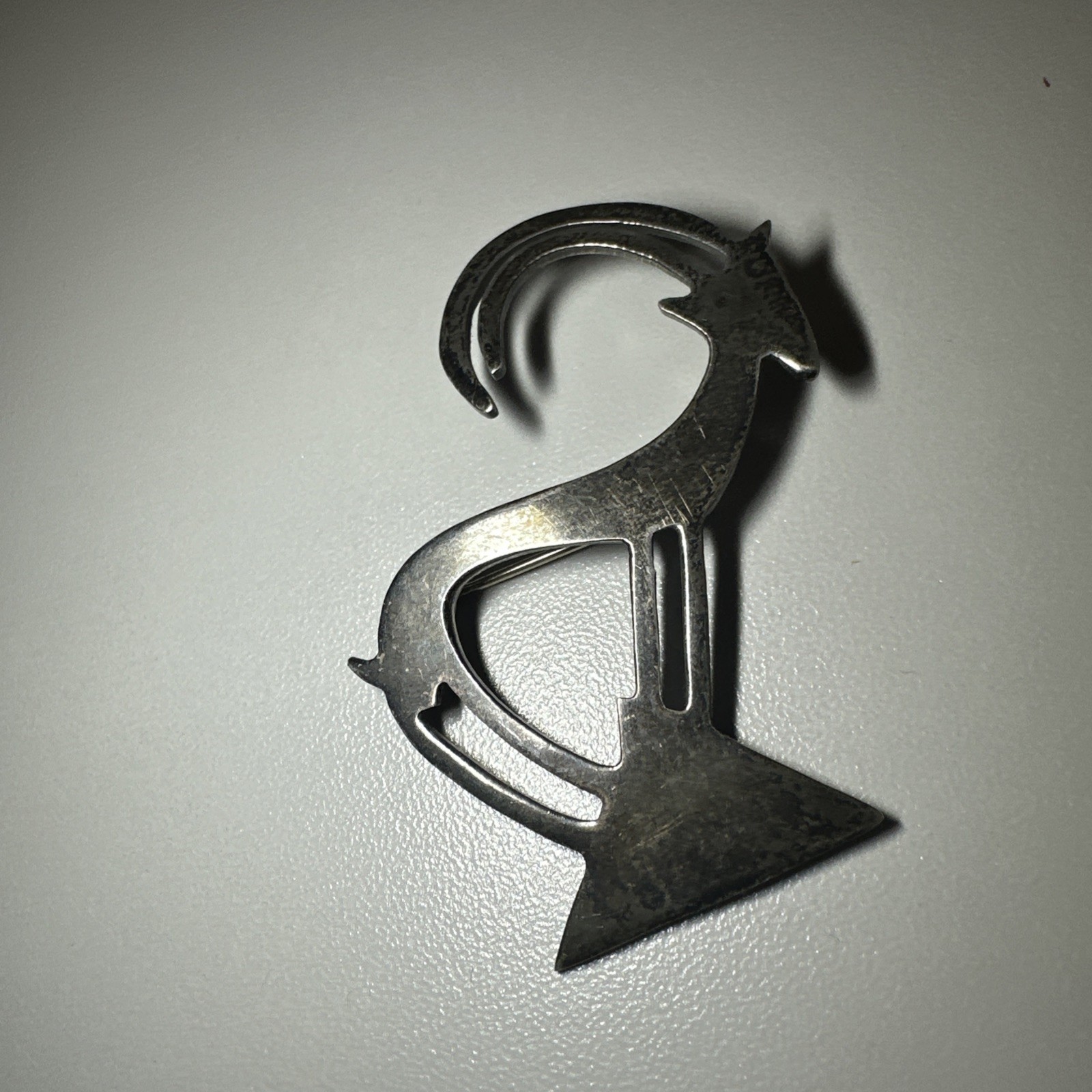 Vintage Modernist Ram Goat Brooch Pin Forbes Sterling Silver Antelope 2”