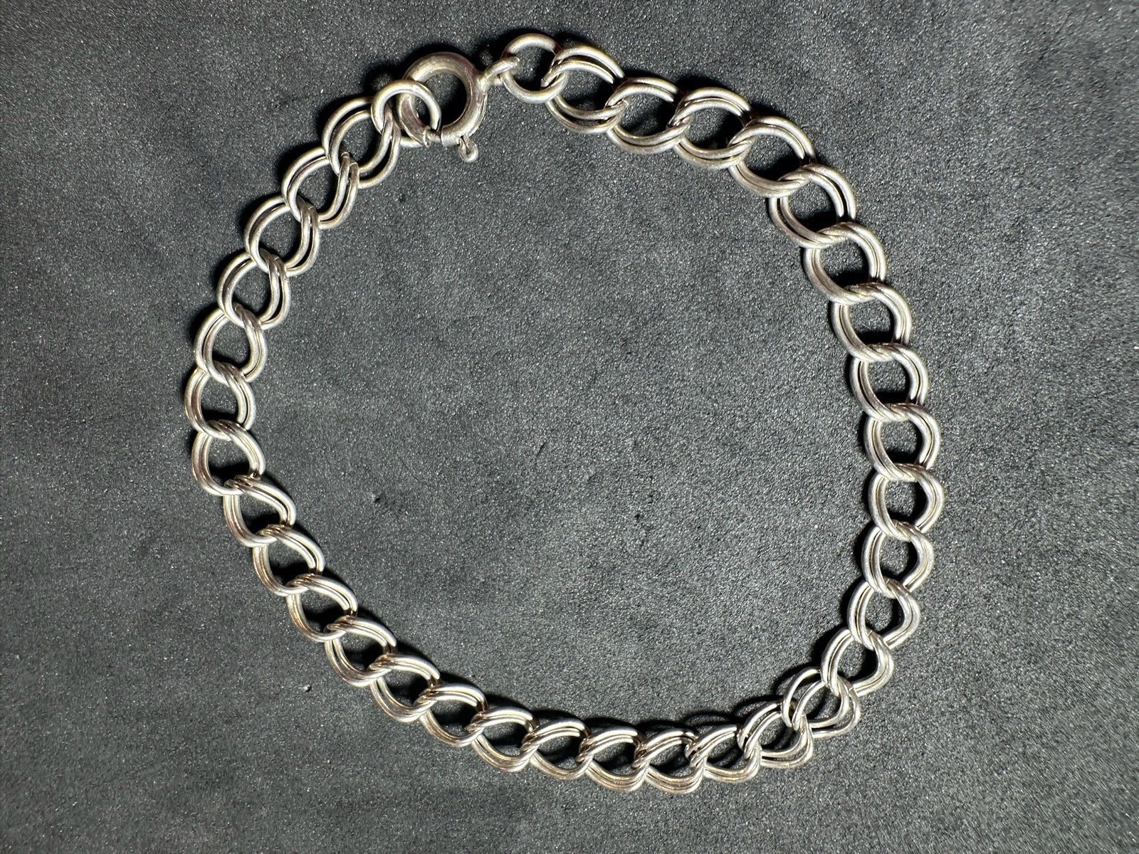 6.00g Vintage Sterling Silver 925 Double Link Rolo Chain Bracelet Round 7.8 in