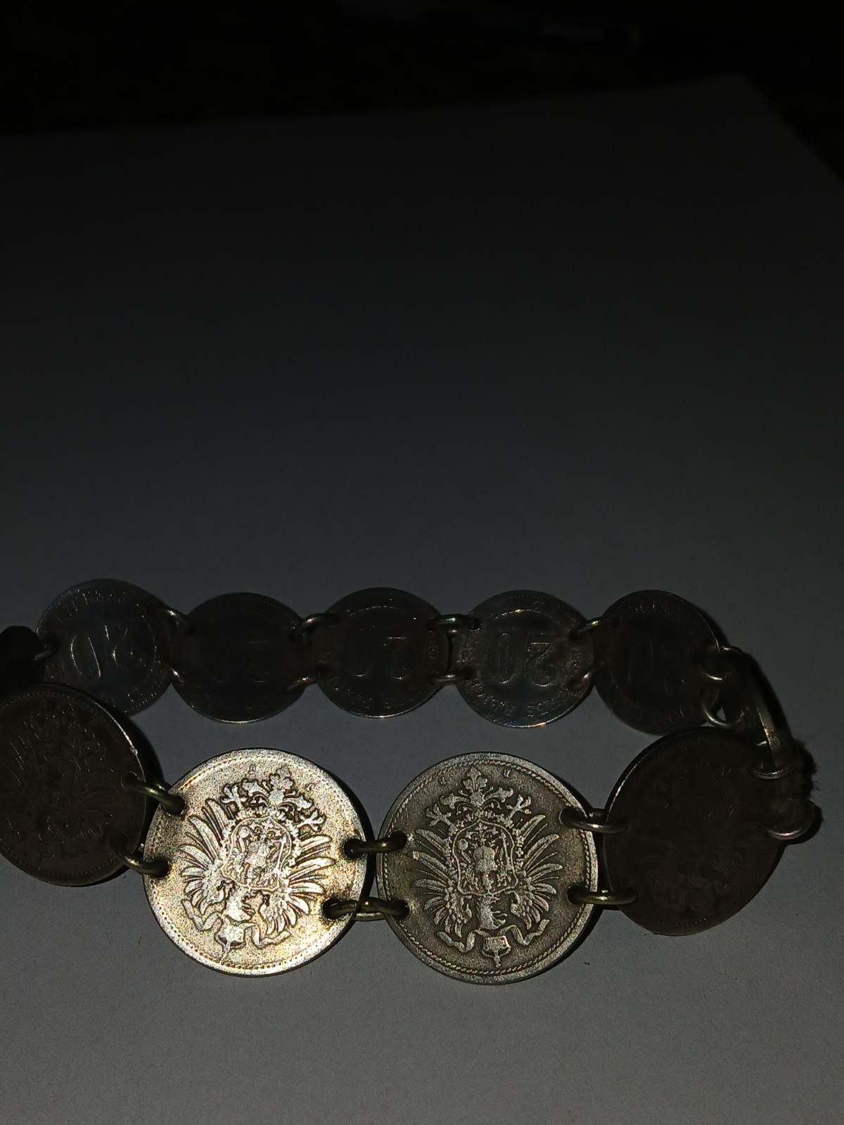 900 Silver Antique 1874-1876 Germany Coin Link Bracelet 8″ 11 Coins 25g