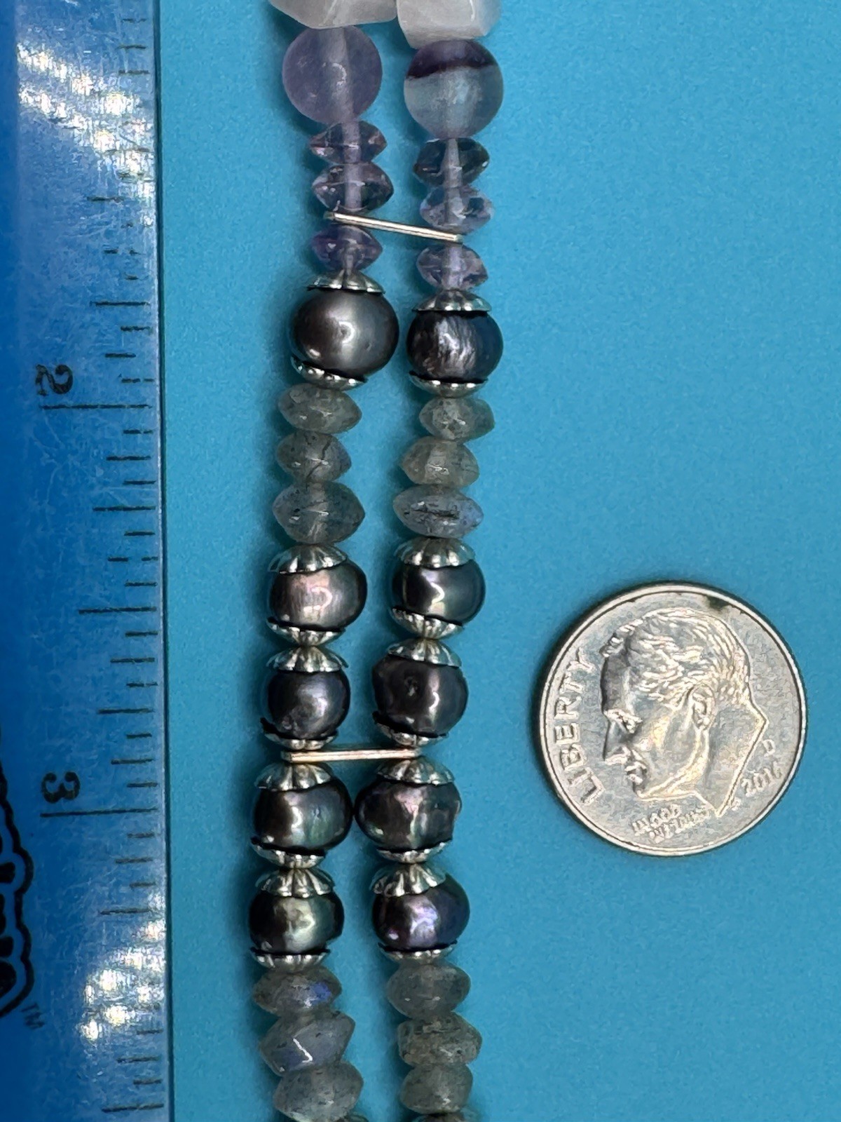 Artisan Made Signed Double Strand Pearl Bali Beads & Toggle Clasp Bracelet