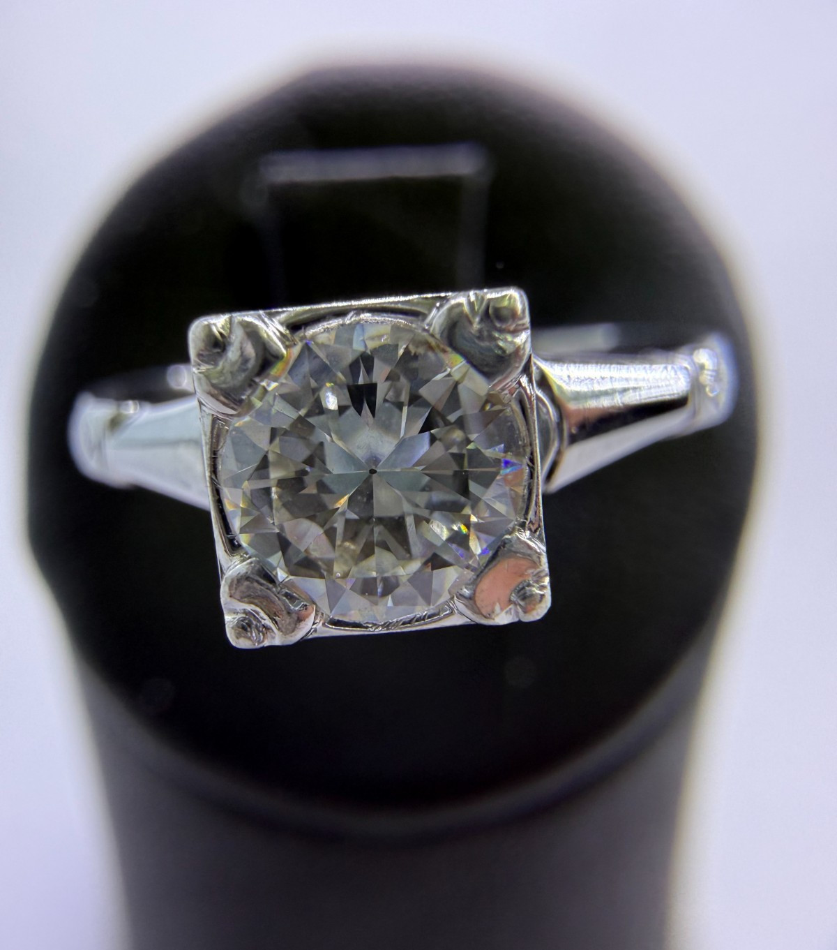 Vintage Old European Cut Diamond Solitaire Ring – 1.00ct 14K White Gold