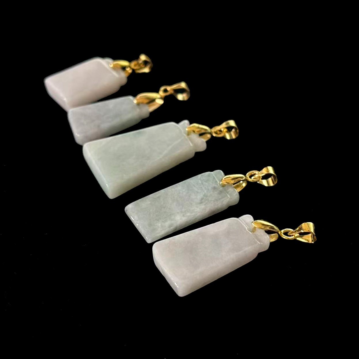 5 pcs Natural Jade Jadeit Pendants Amulet for Happiness Safety, Free 5 Necklaces