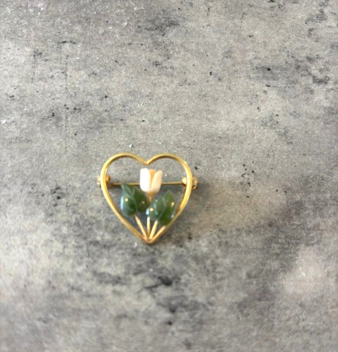 Vintage Lot of 3 Gold Tone Open Heart Brooch Pin Romantic-Tulip, Heart and Arrow