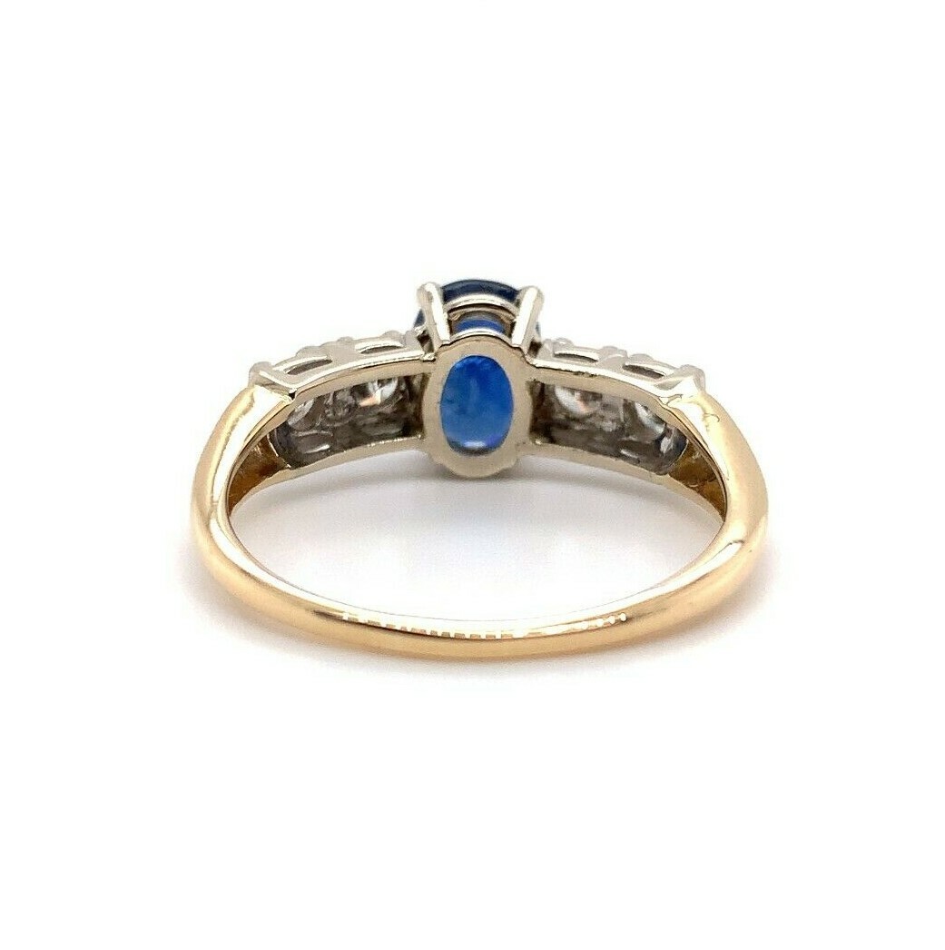 14k Yellow Gold 1.52 Carat Genuine Natural Sapphire and Diamond Ring (#J5570)