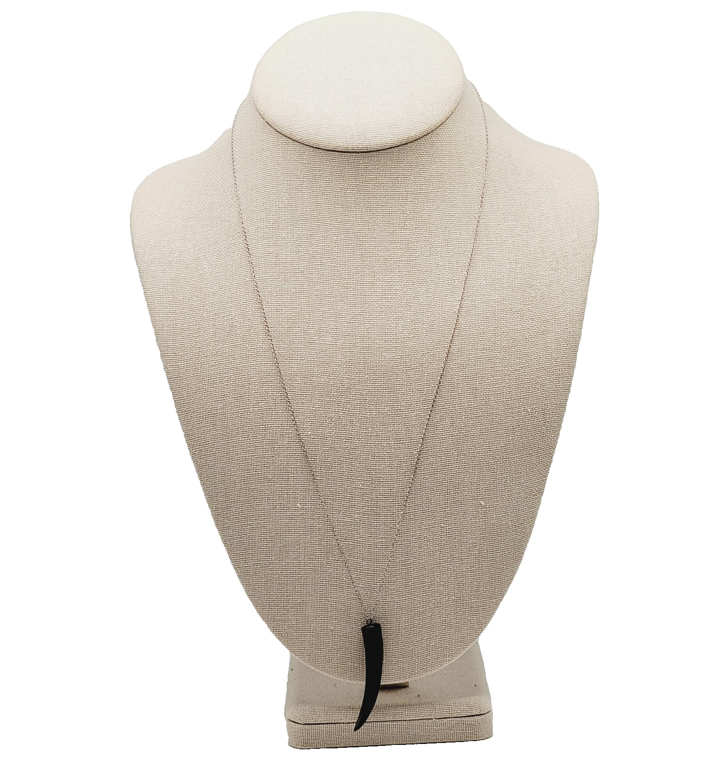 Vintage Cornicello Horn Carved Organic Black Hawaiian Coral 925 Necklace 23 inch