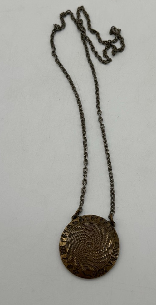 Vtg 1976 Pat Flanagan Sensor Medallion II Necklace HSN Experimental Hieroglyphic