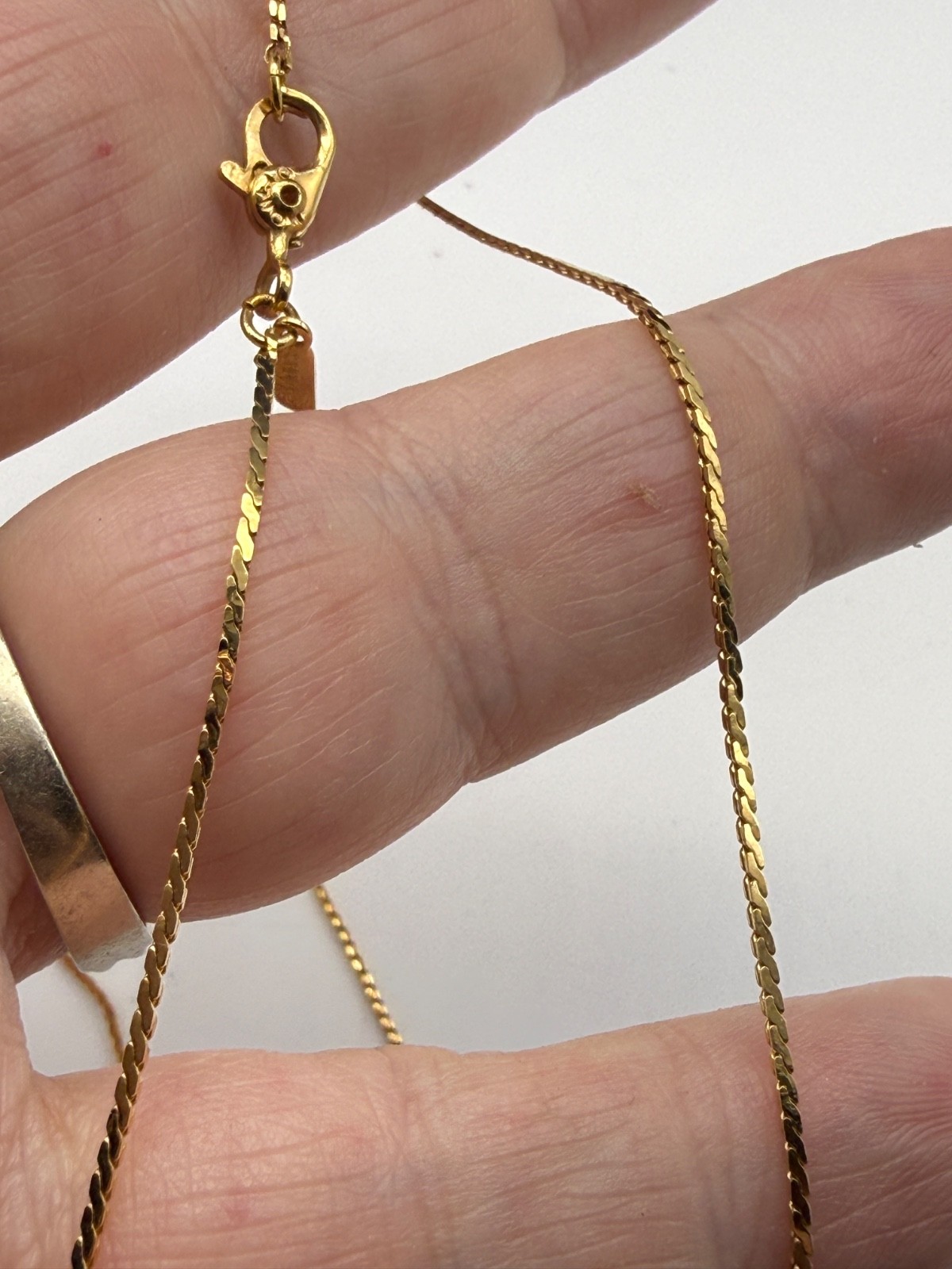 Vintage Monet Necklace 20″ Gold Tone Flat Snake Chain w/ Sister Clasp