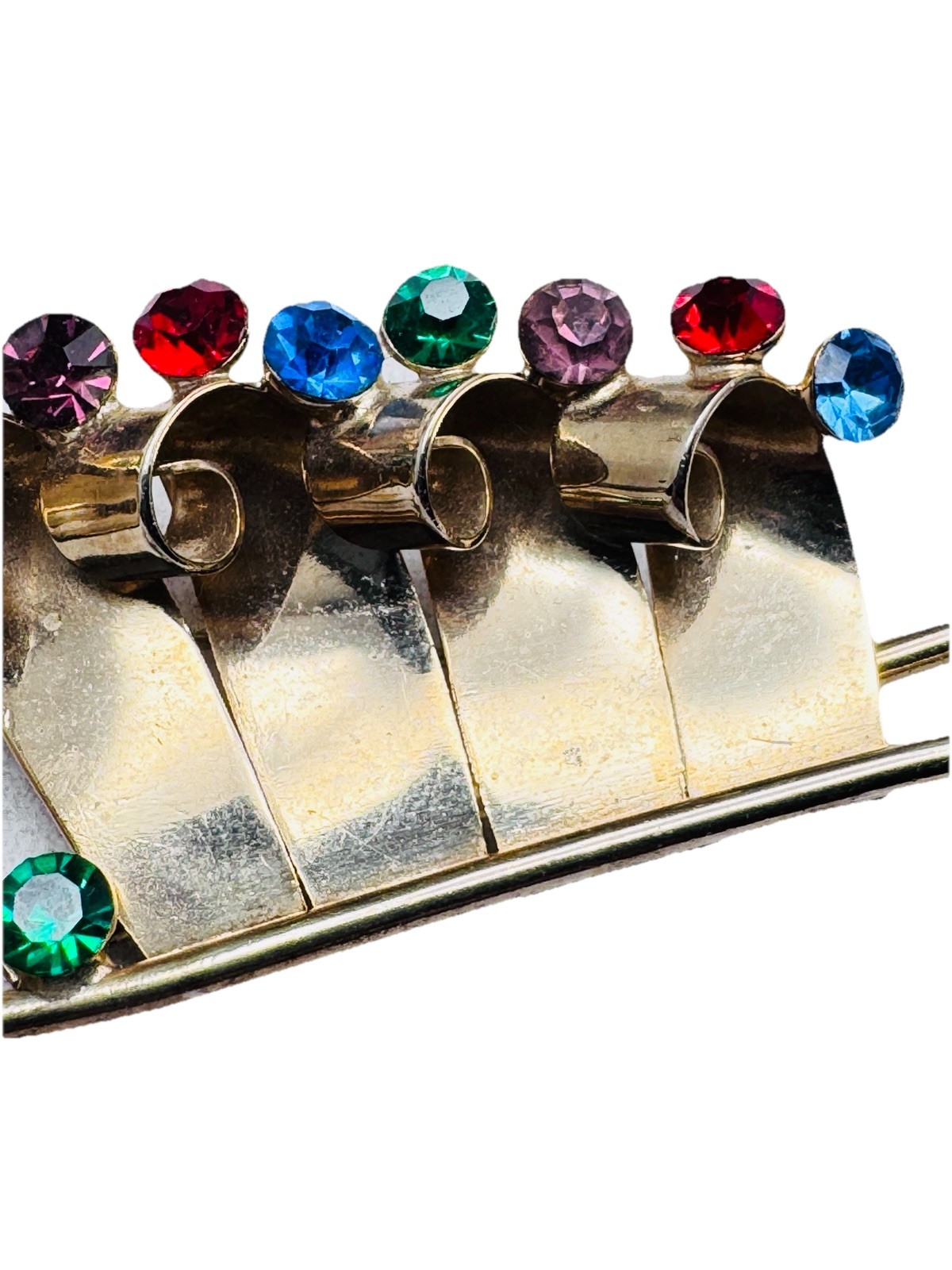 Vintage Coro? Rhinestone Jeweled Wheelbarrow Cart Brooch Very nice